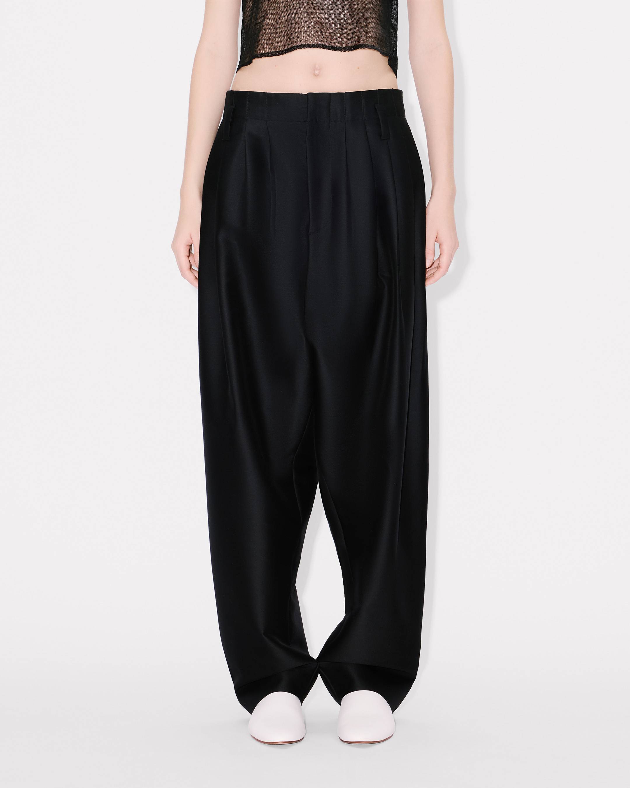 Tailored plaited pants in virgin wool and silk