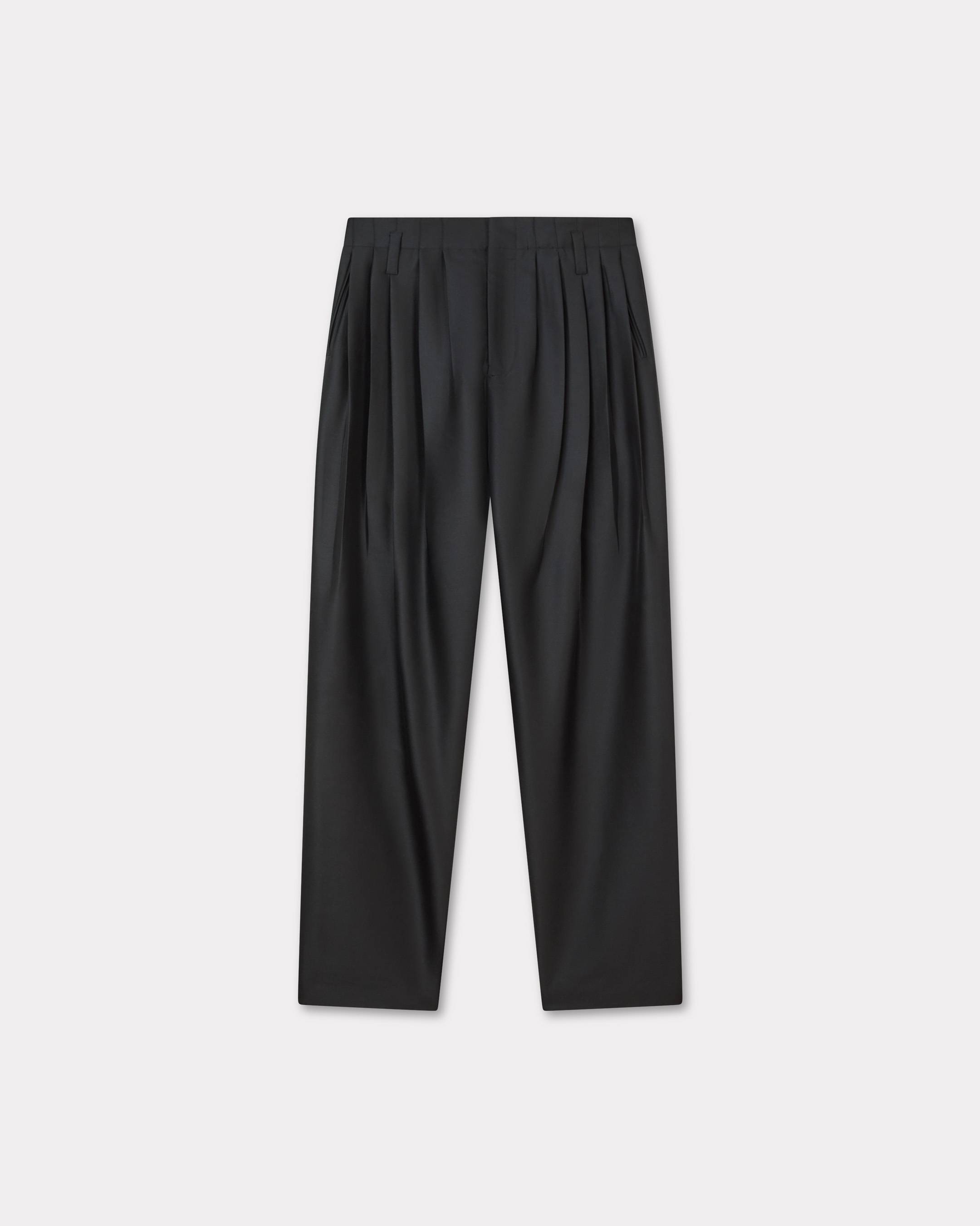 Tailored plaited pants in virgin wool and silk