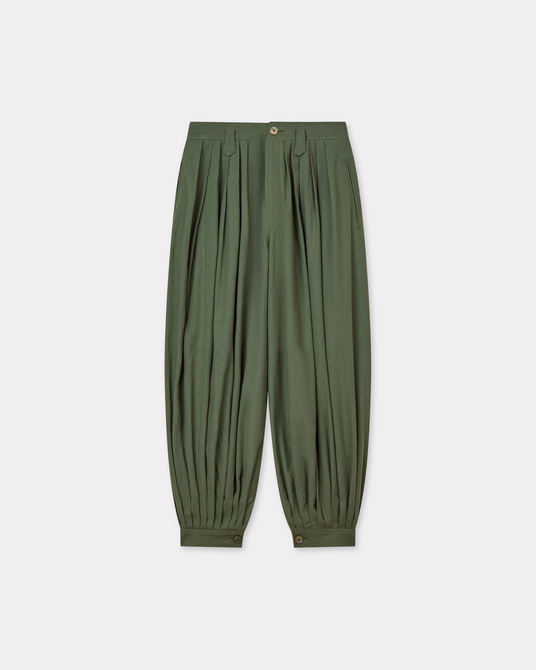 KENZO Balloon Pants In Cotton, Dark Khaki Green, Womens , 38