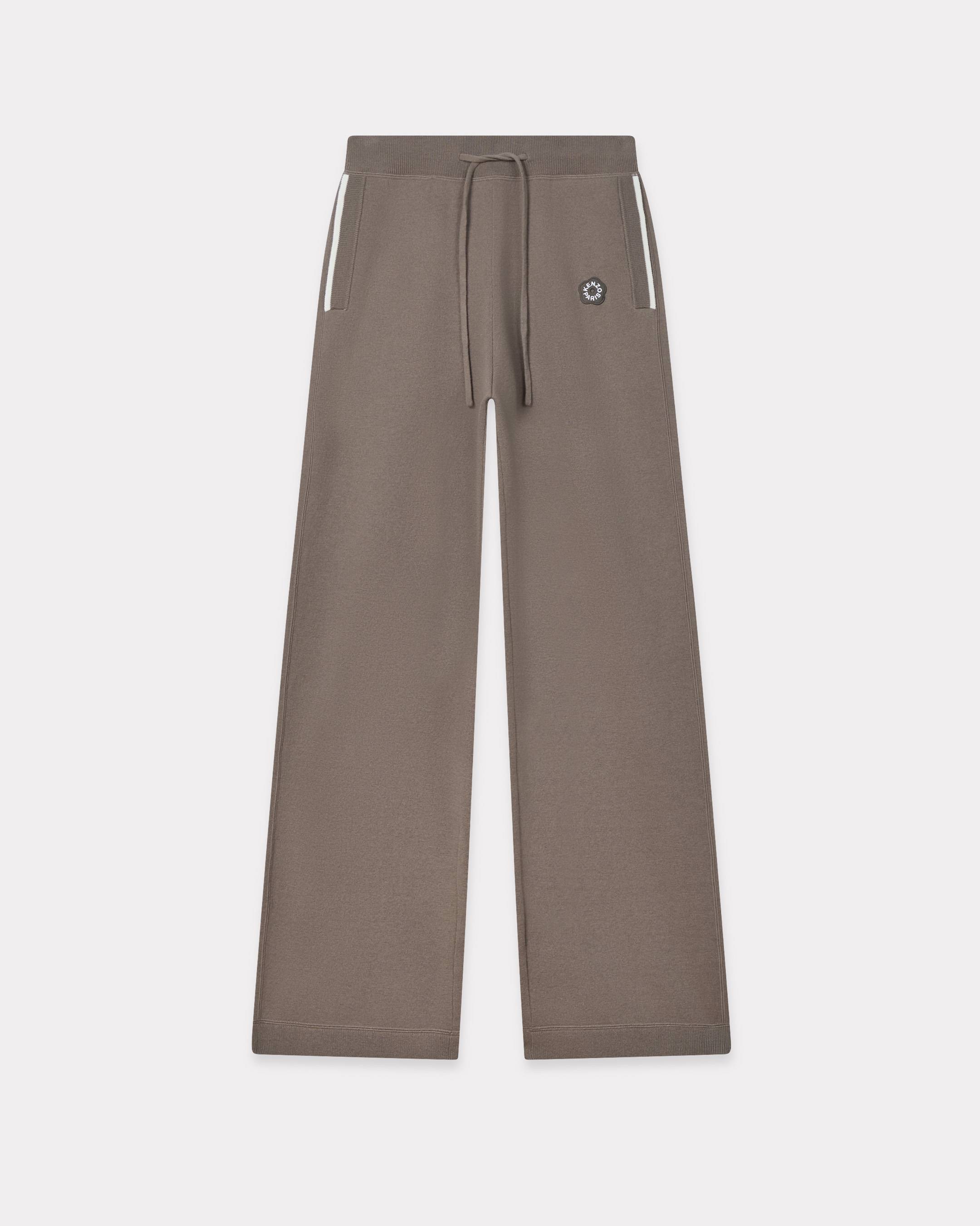 Kenzo Pantalon Brodé 'Boke Flower 2.0' En Laine Et Coton Femme Taupe - S