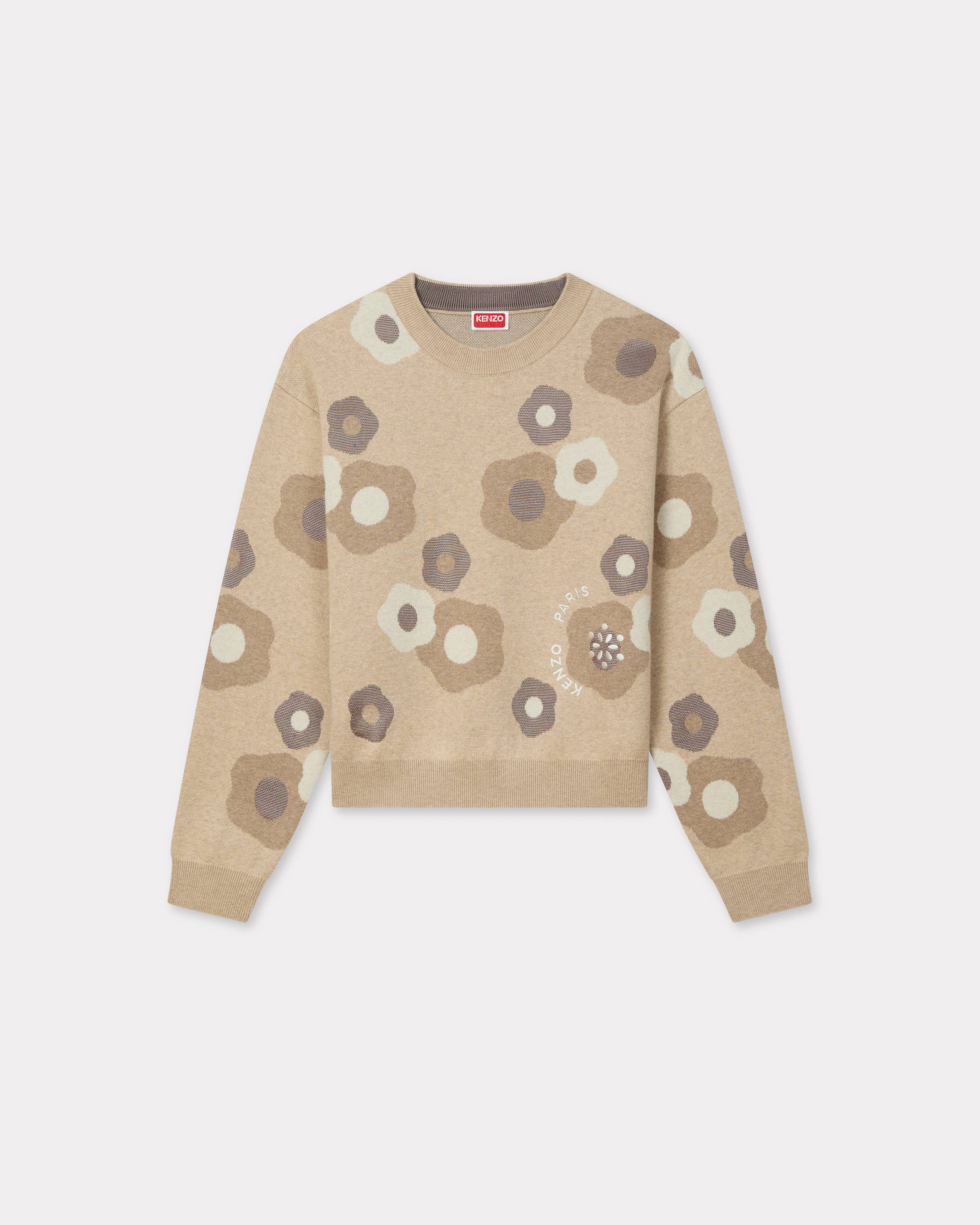 KENZO 'Hana Dots' Embroidered Sweater In Mixed Cotton Wool, Woman, Beige, Size Xs,