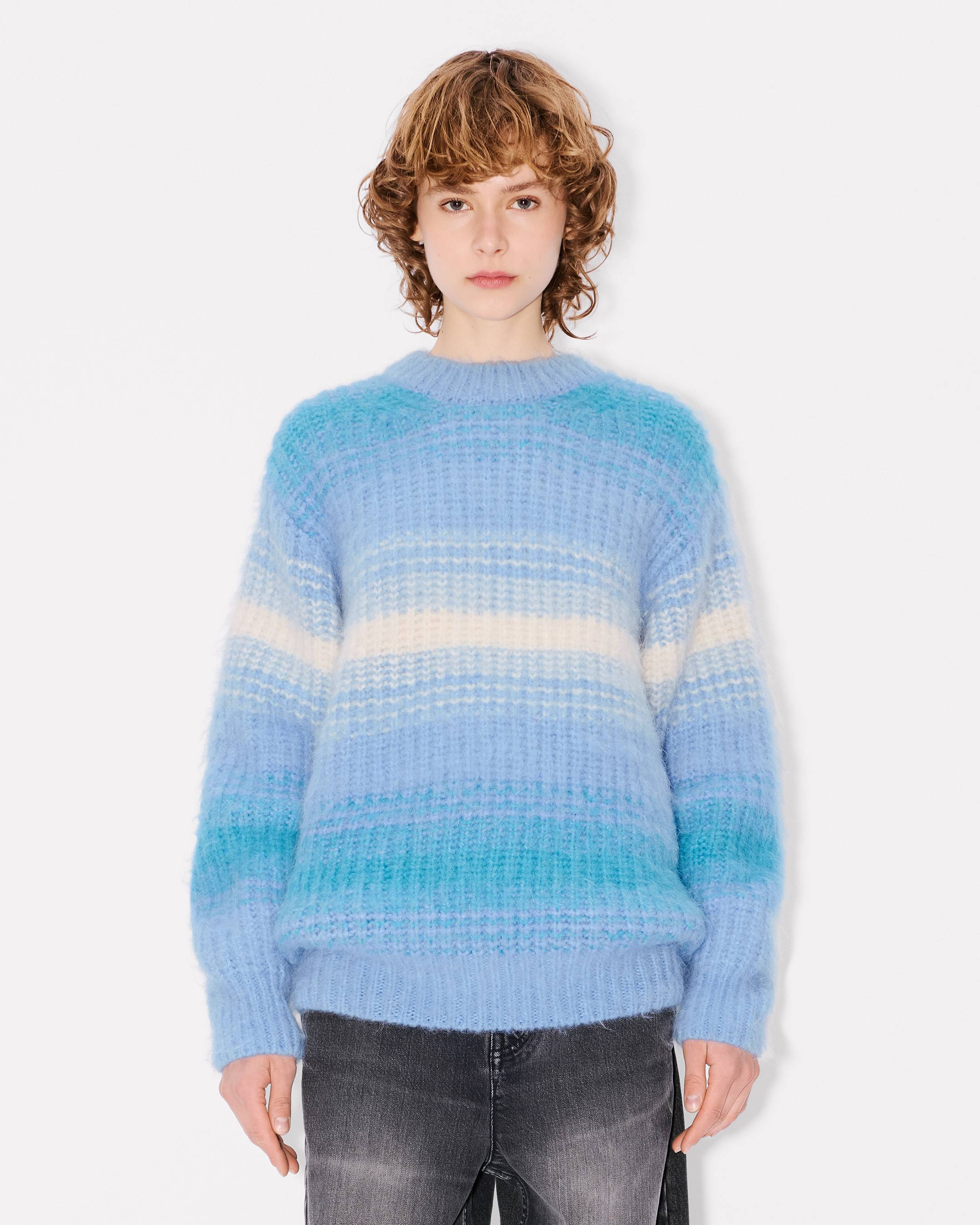 'KENZO Speed Stripe' hairy knitted jumper in mixed alpaca wool