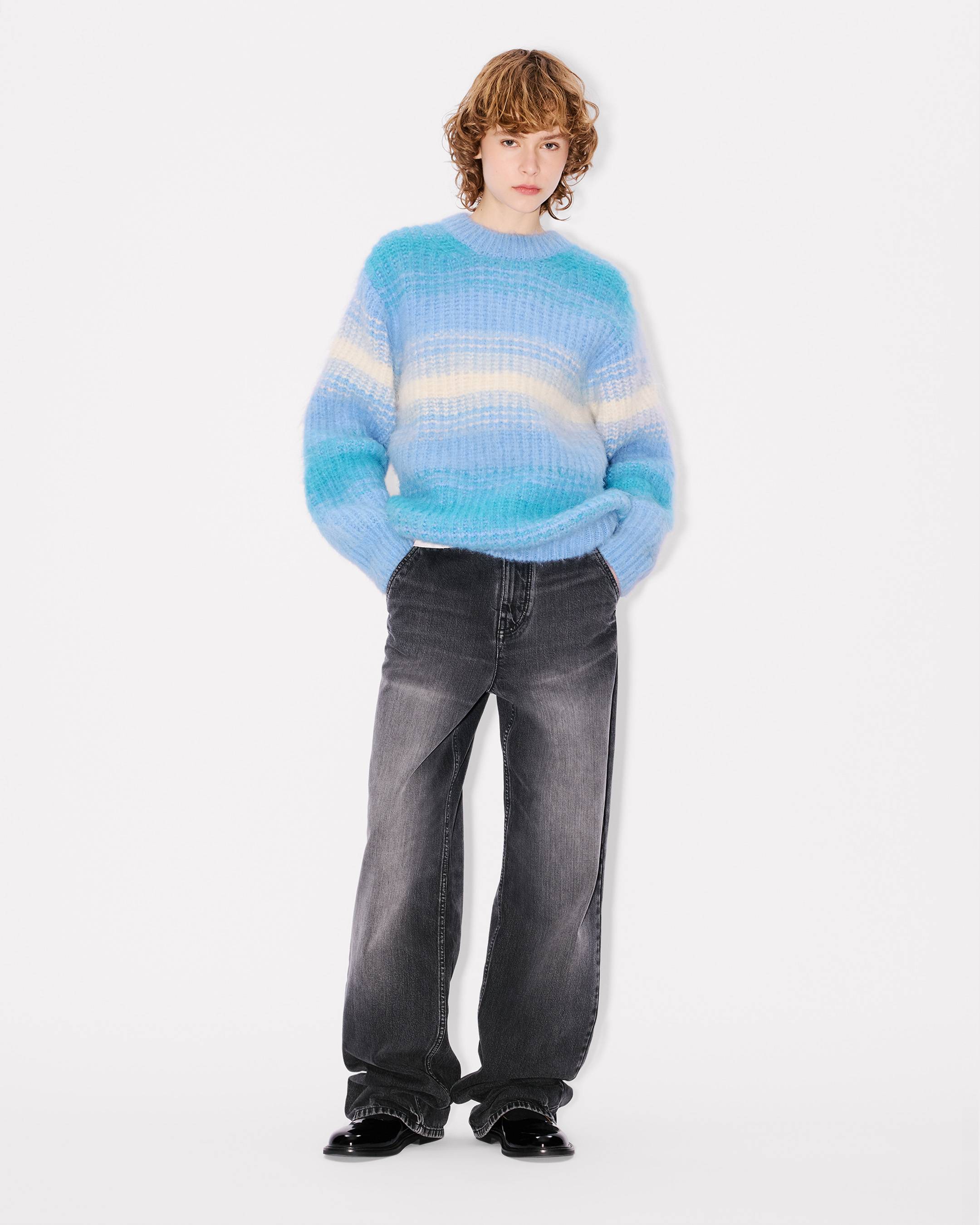 'KENZO Speed Stripe' hairy knitted jumper in mixed alpaca wool