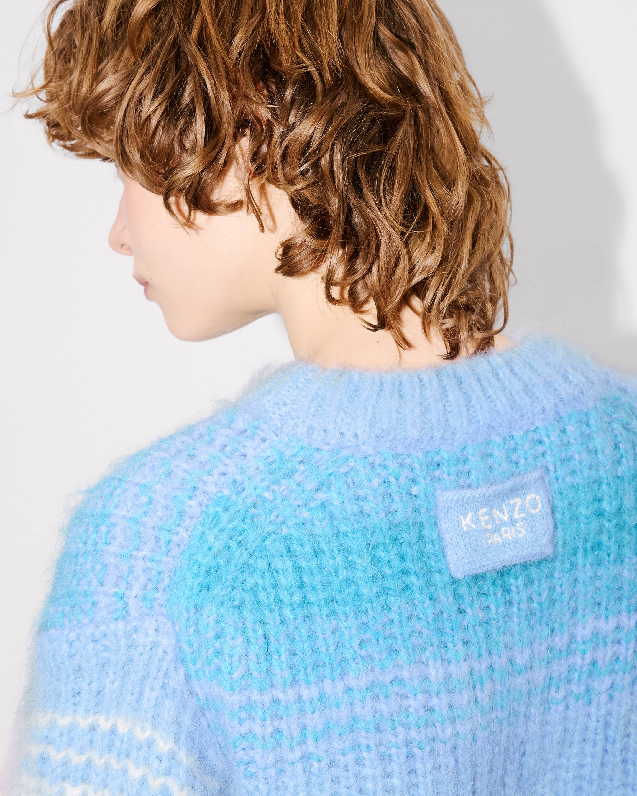 'KENZO Speed Stripe' hairy knitted jumper in mixed alpaca wool