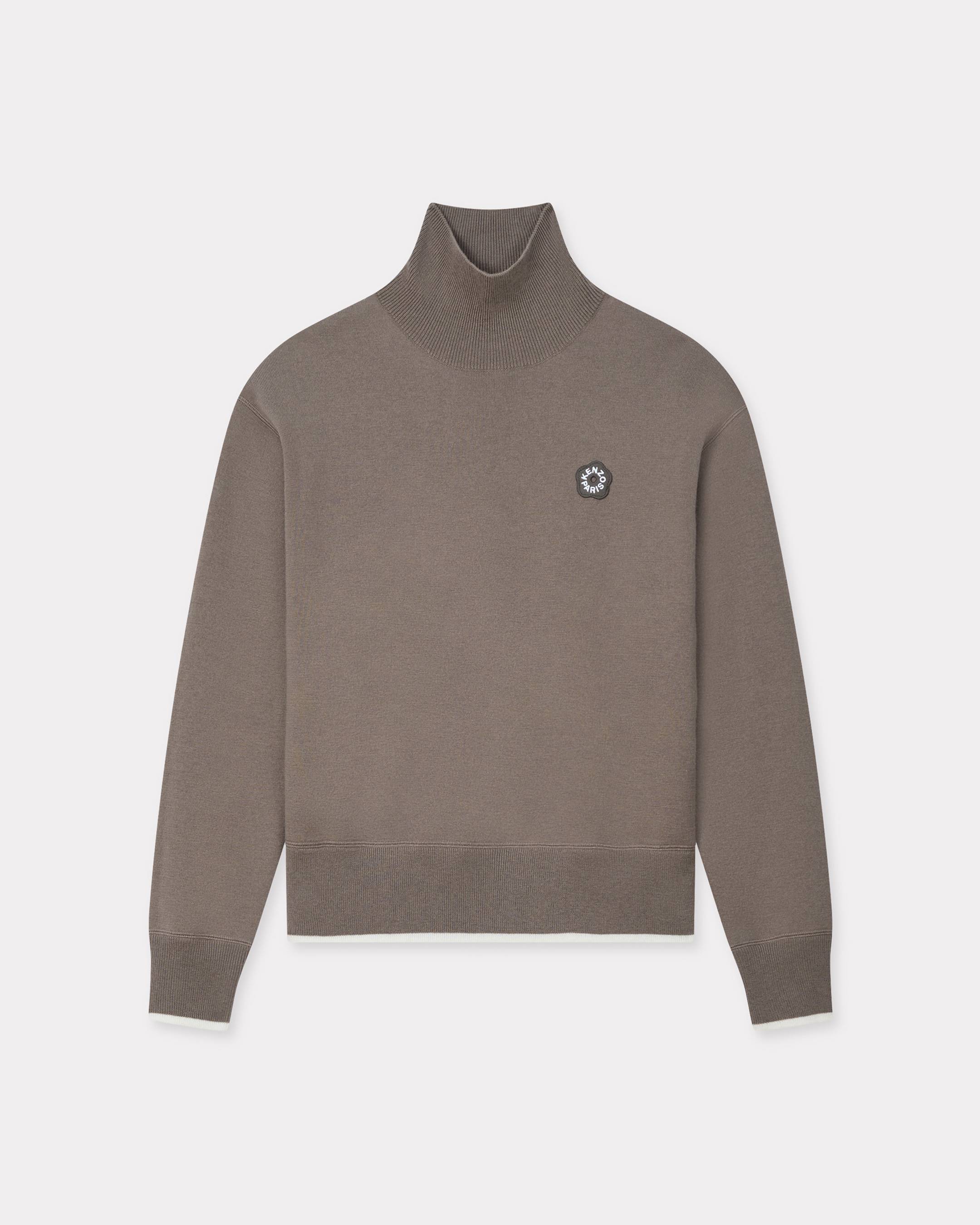 KENZO 'Boke Flower 2.0' Embroidered High Neck Jumper In Cotton Wool Taupe Womens - Size M