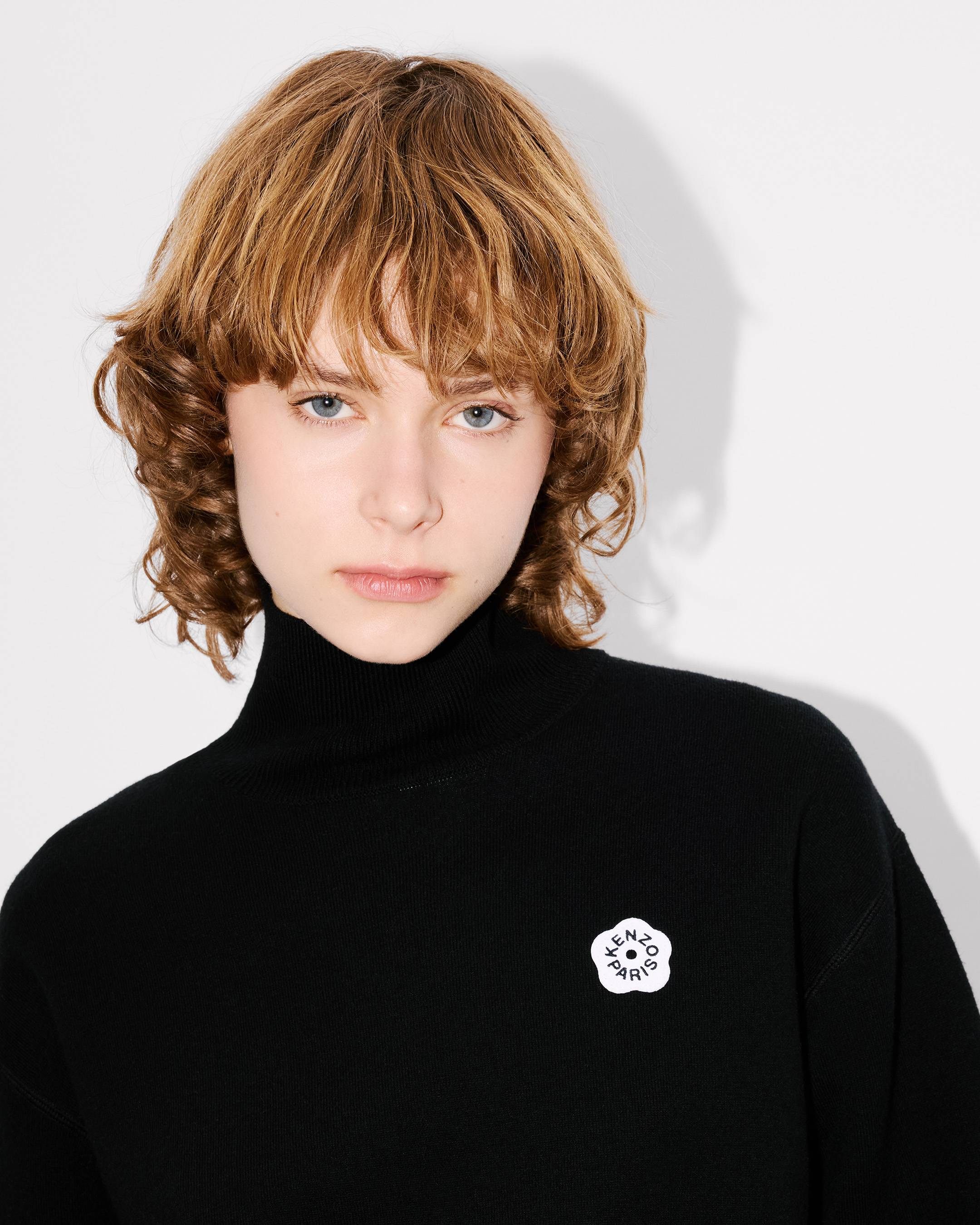 'Boke Flower 2.0' embroidered high neck jumper in cotton wool