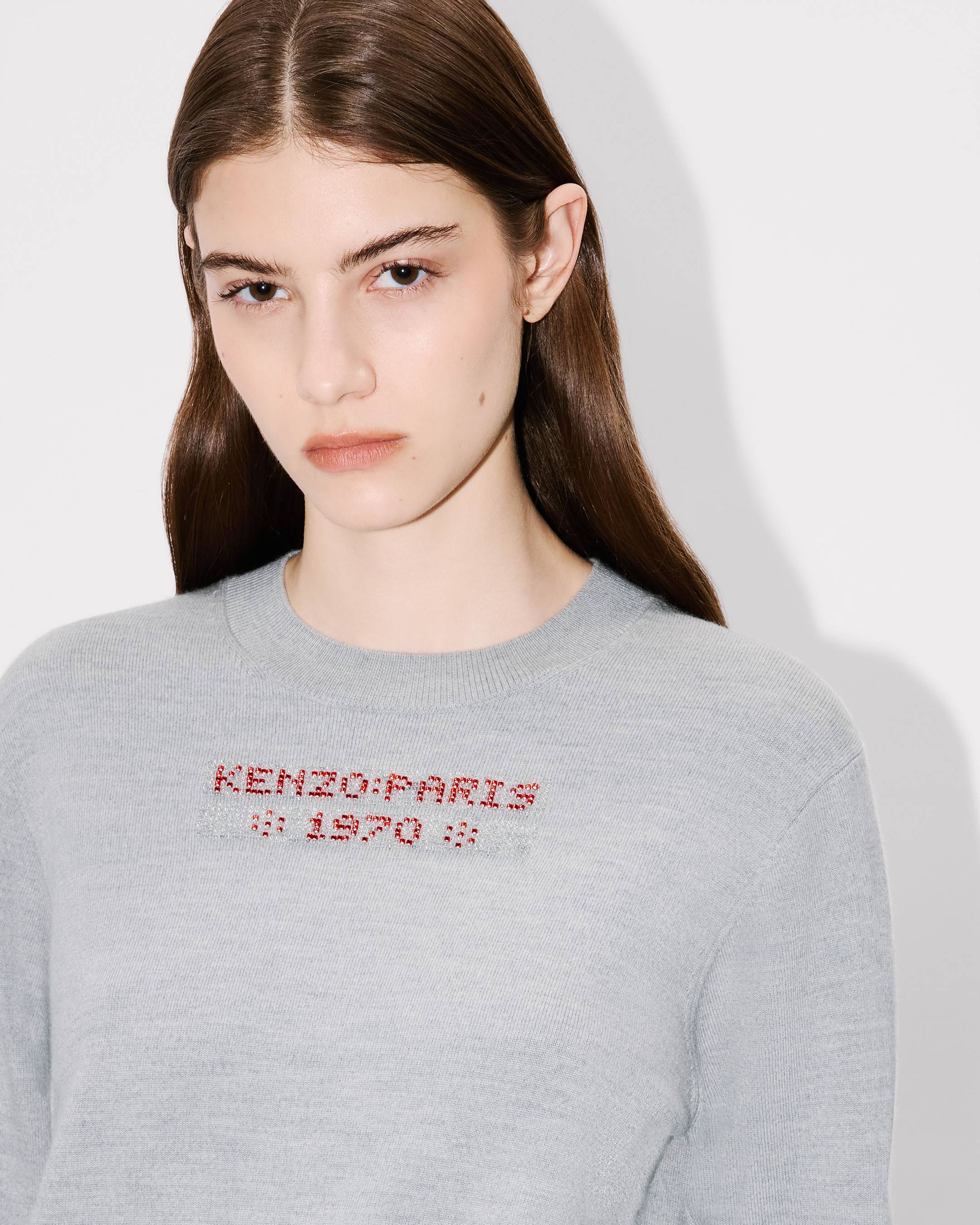 Beaded trimps jumper in light wool