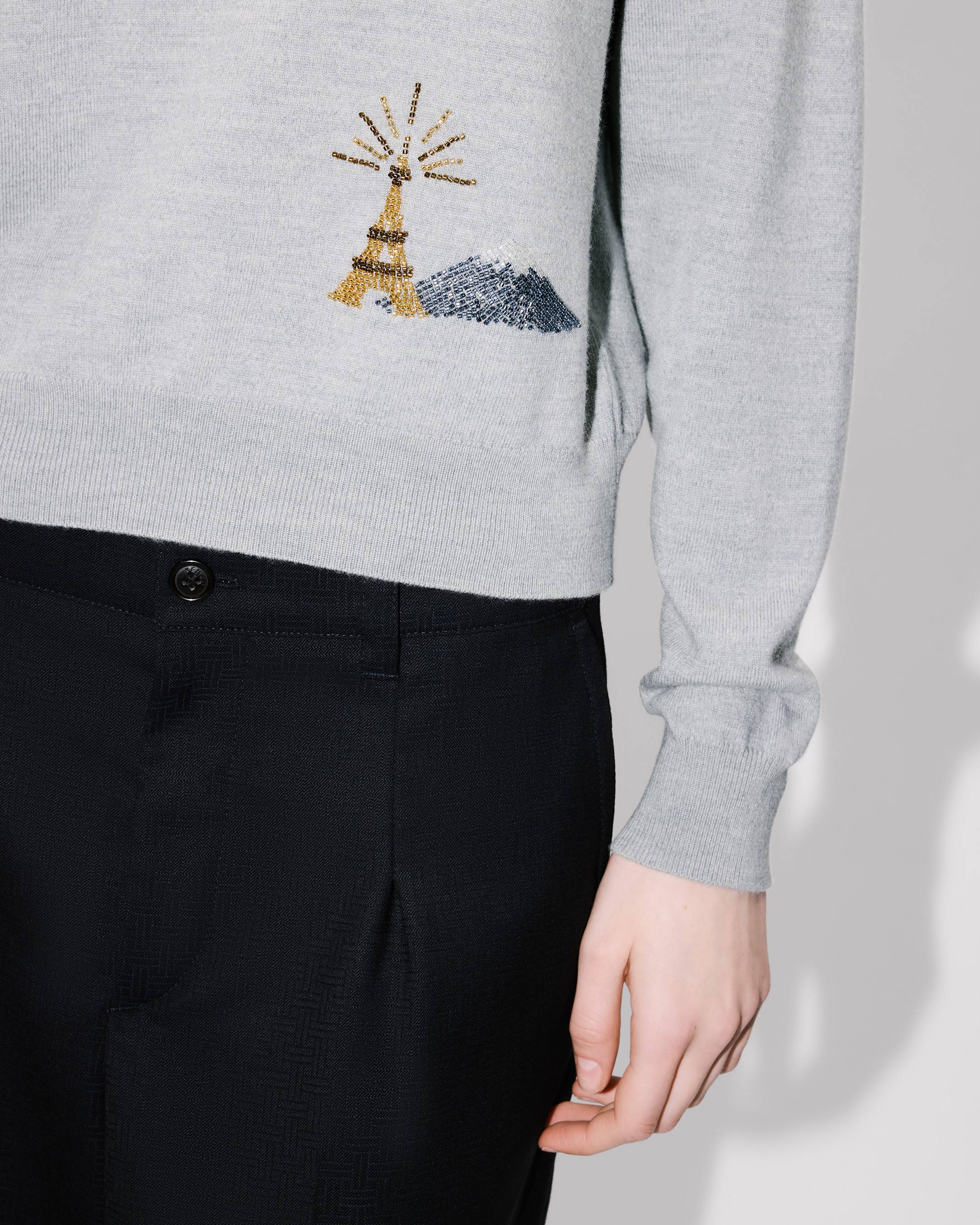 Beaded trimps jumper in light wool