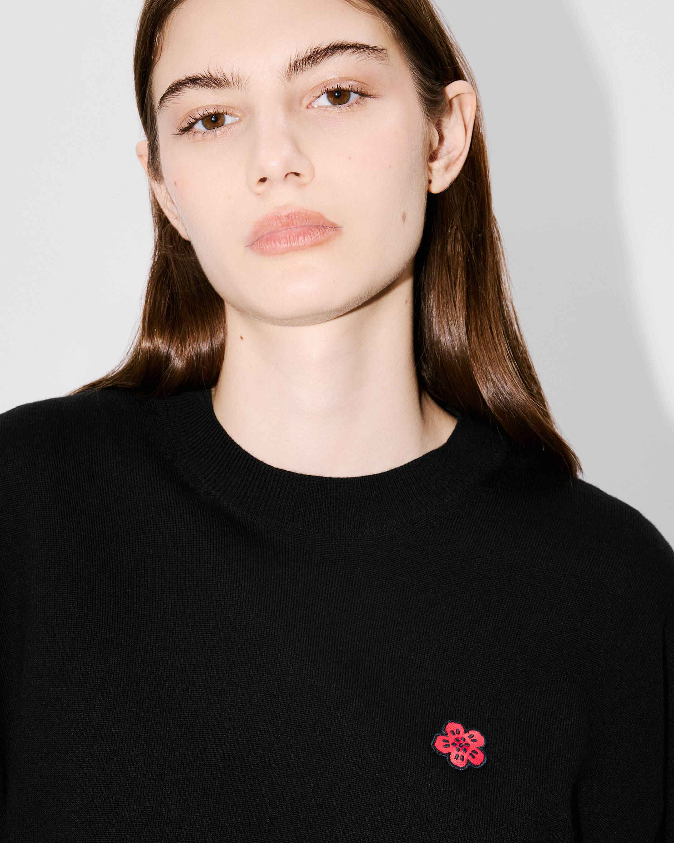 Pull brodé 'Boke Flower' en laine mérinos
