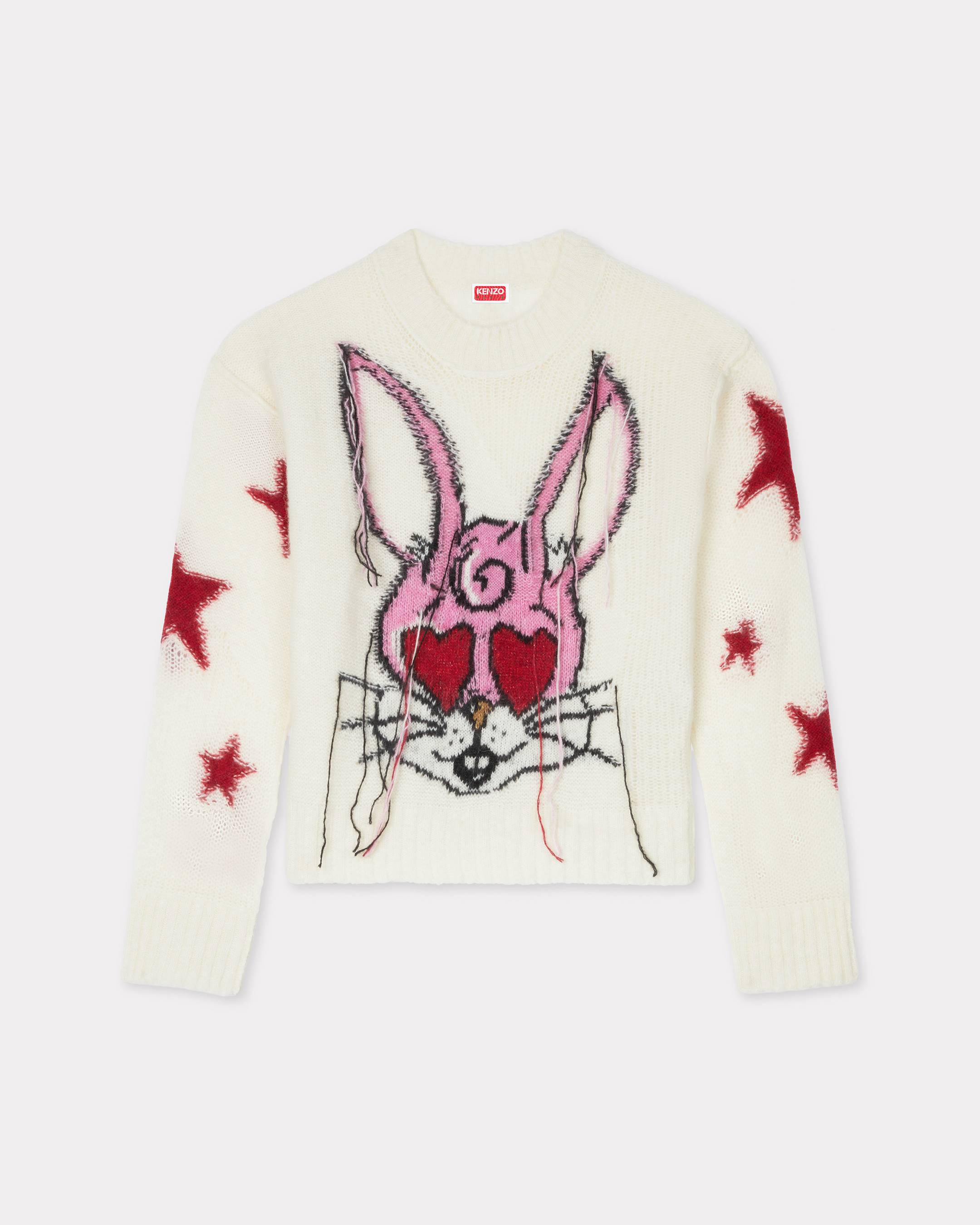 KENZO 'Kenzo Cartoon' Jumper In Mixed Hairy Wool Alpaca Ecru Womens - Size L