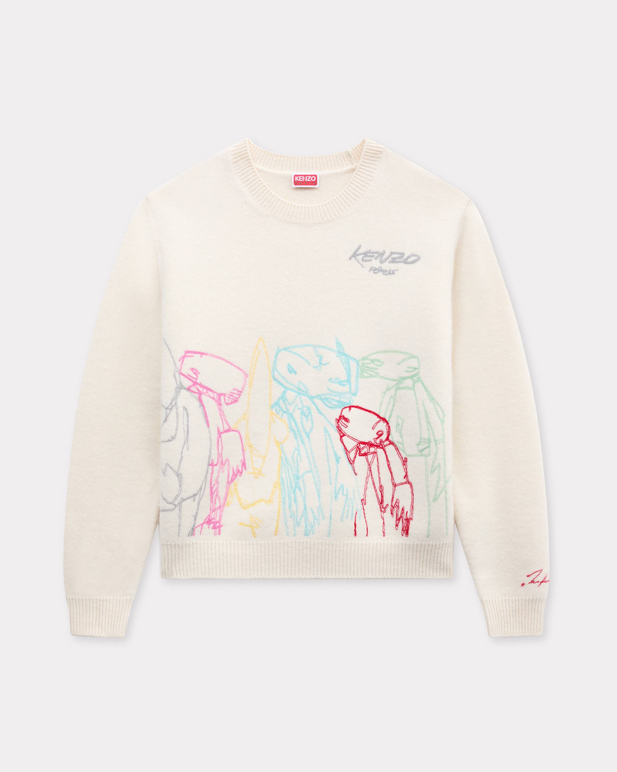 KENZO ' x Futura 2000' Sweater In Wool, Woman, Off White, Size Xl, Wool