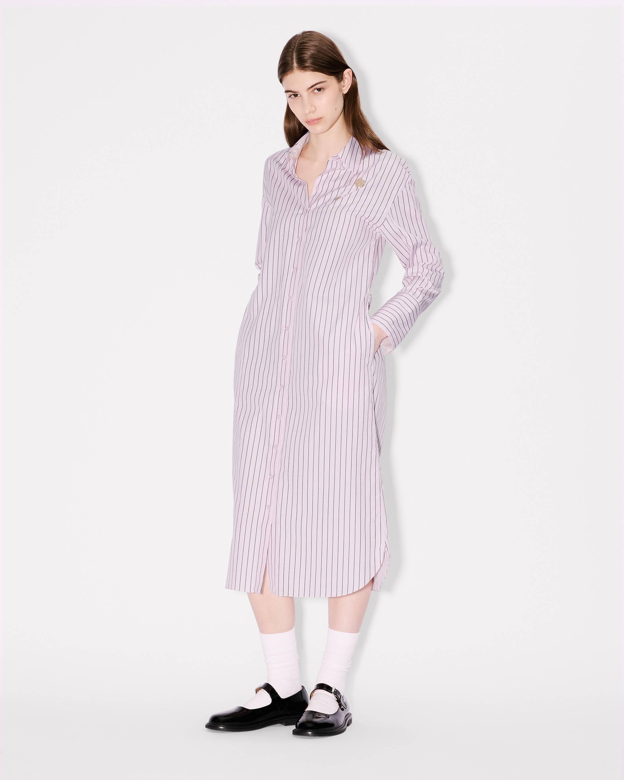 'Boke Flower' pin midi shirting dress in cotton poplin