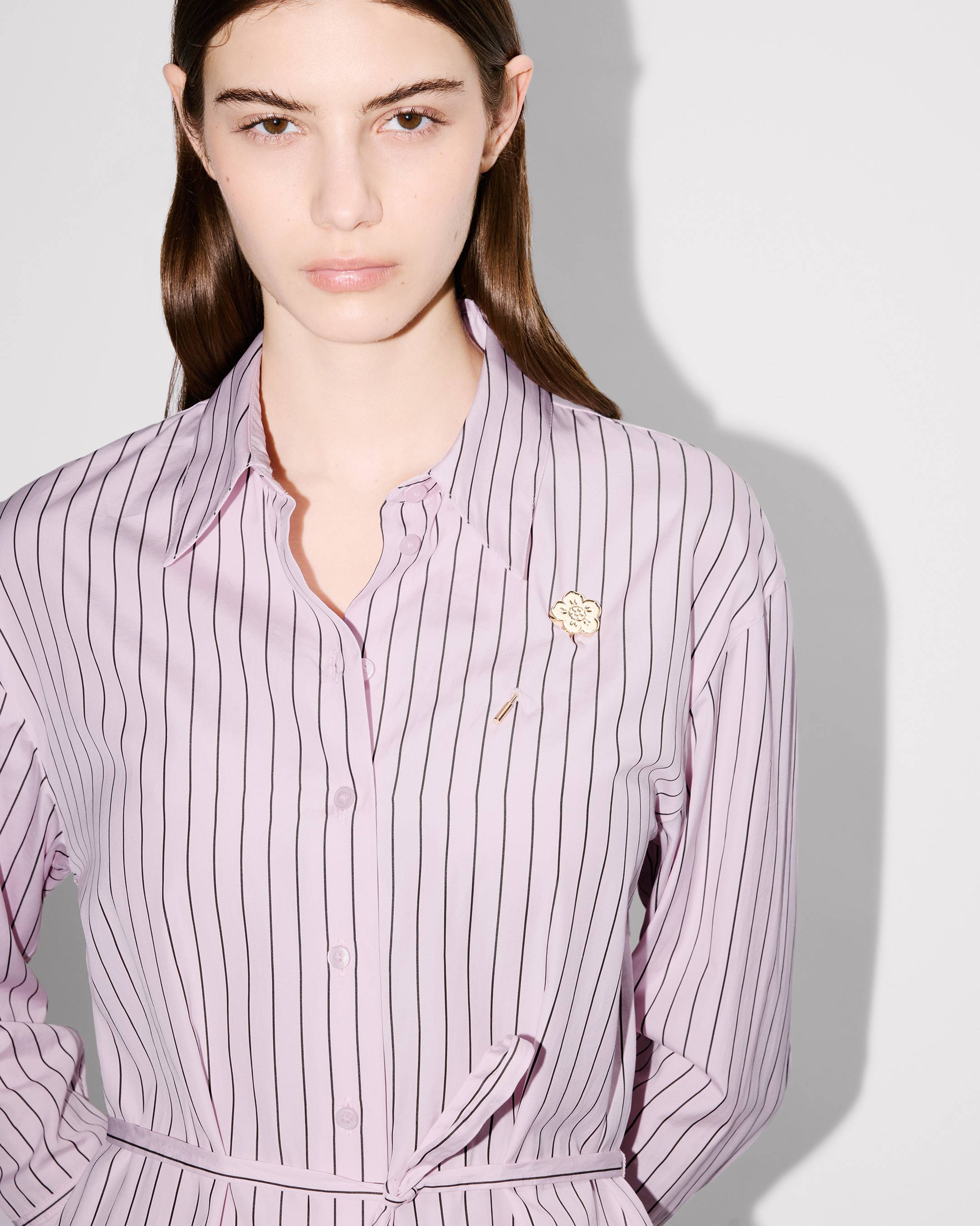 'Boke Flower' pin midi shirting dress in cotton poplin