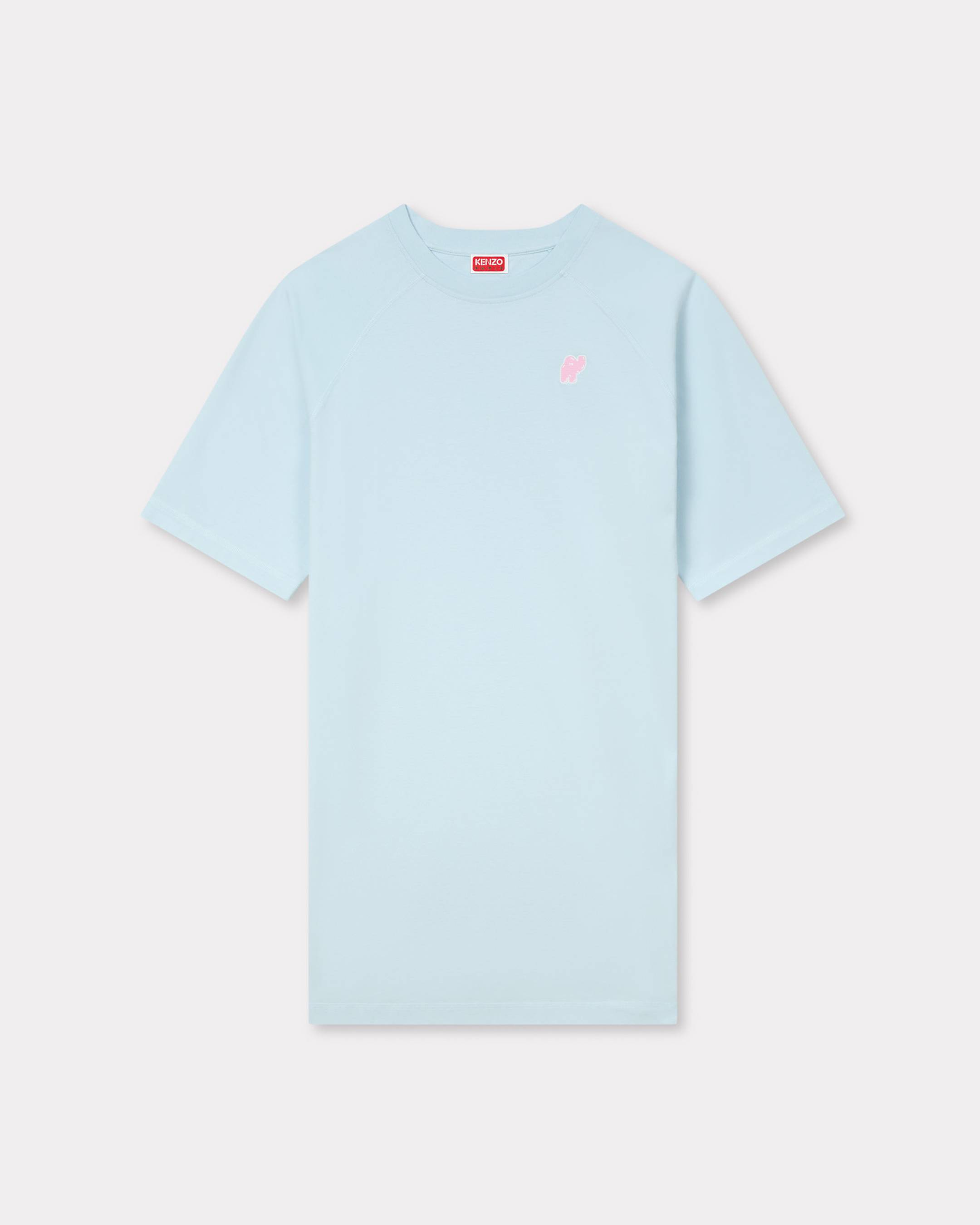 KENZO ' Elephant Logo' Embroidered T-shirt Dress , Woman, Glacier, Size M, Cotton