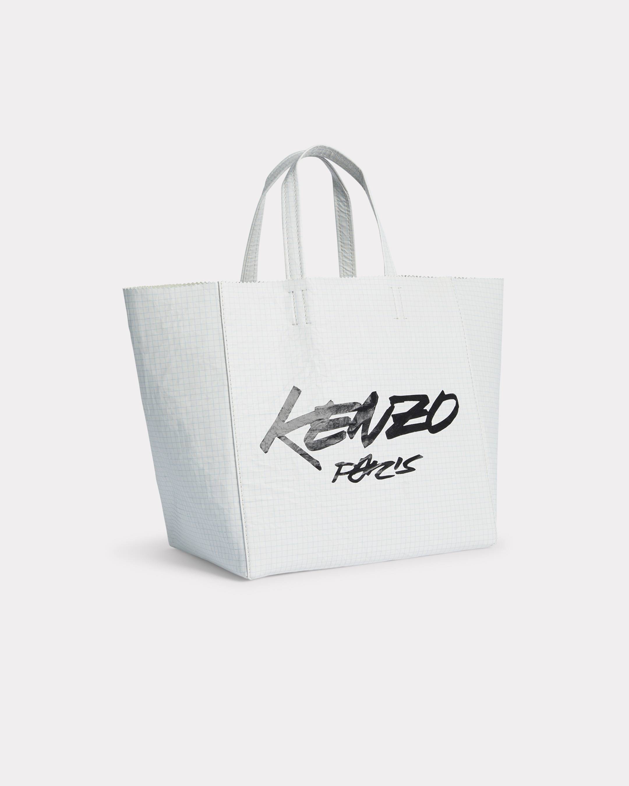 KENZO 'Kenzo x Futura 2000' Small Tote Bag Paper' In Leather White Womens - Size One