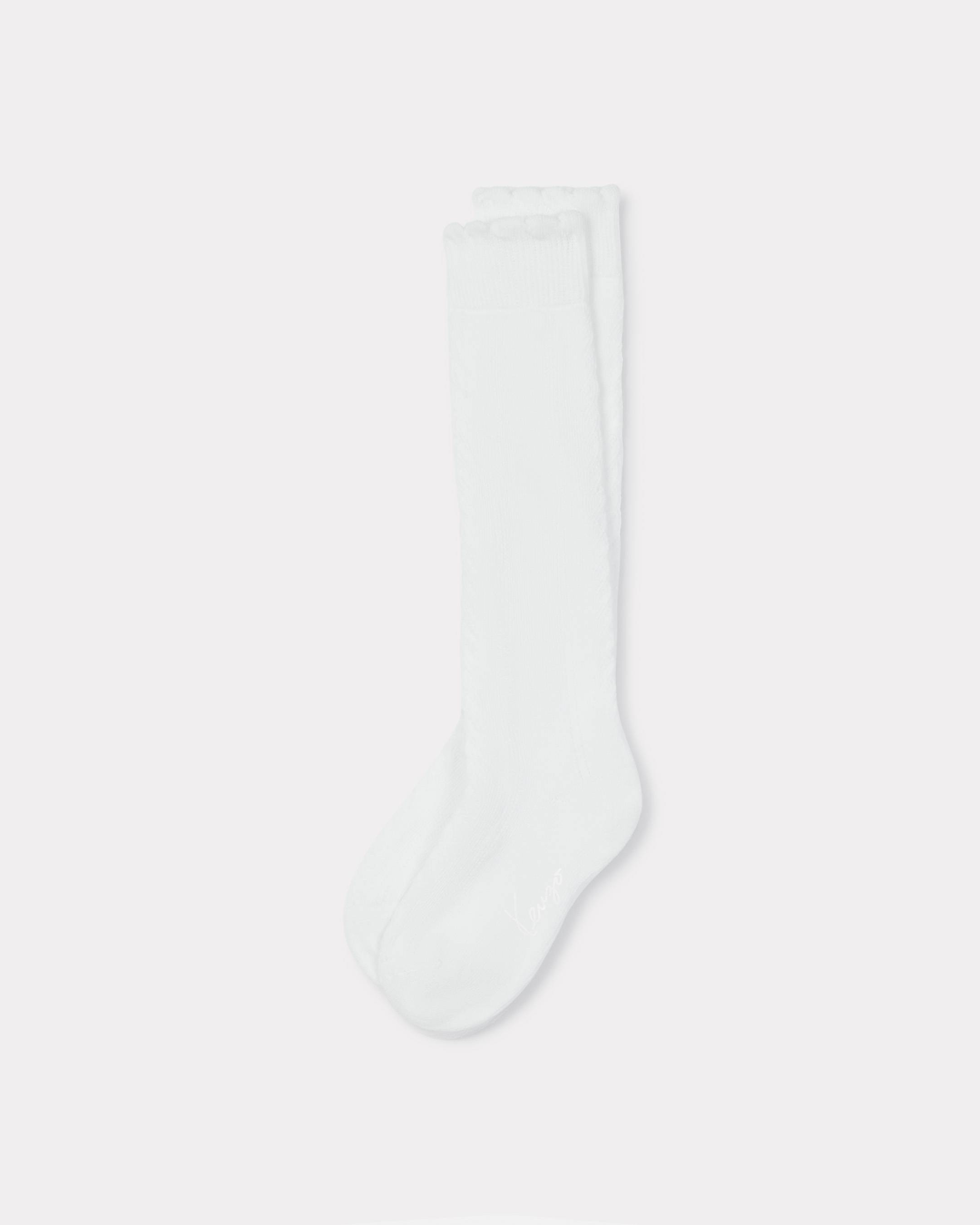 KENZO Pointelle Socks In Cotton, White, Womens , 39-41