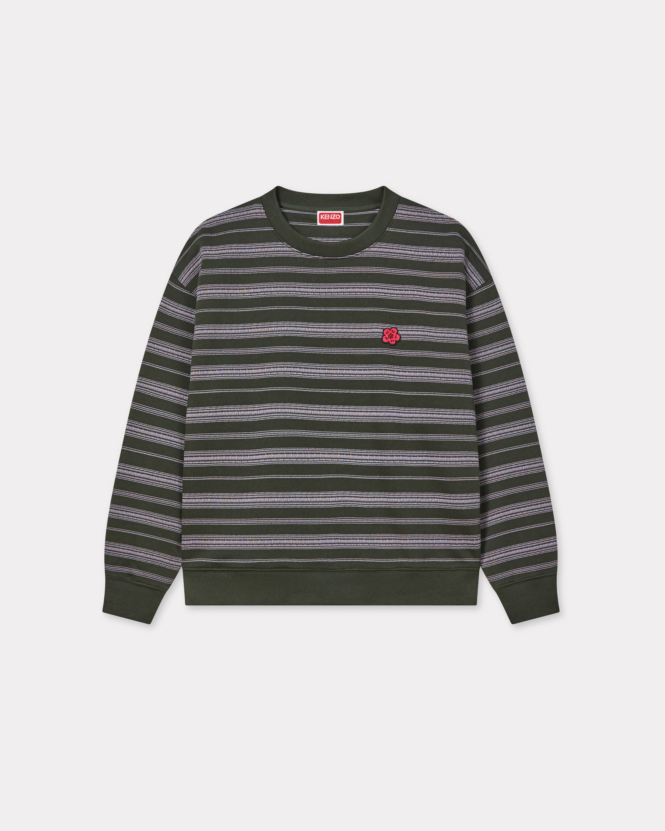KENZO 'Boke Flower' Stripes Sweatshirt , Woman, Dark Khaki, Size S, Cotton