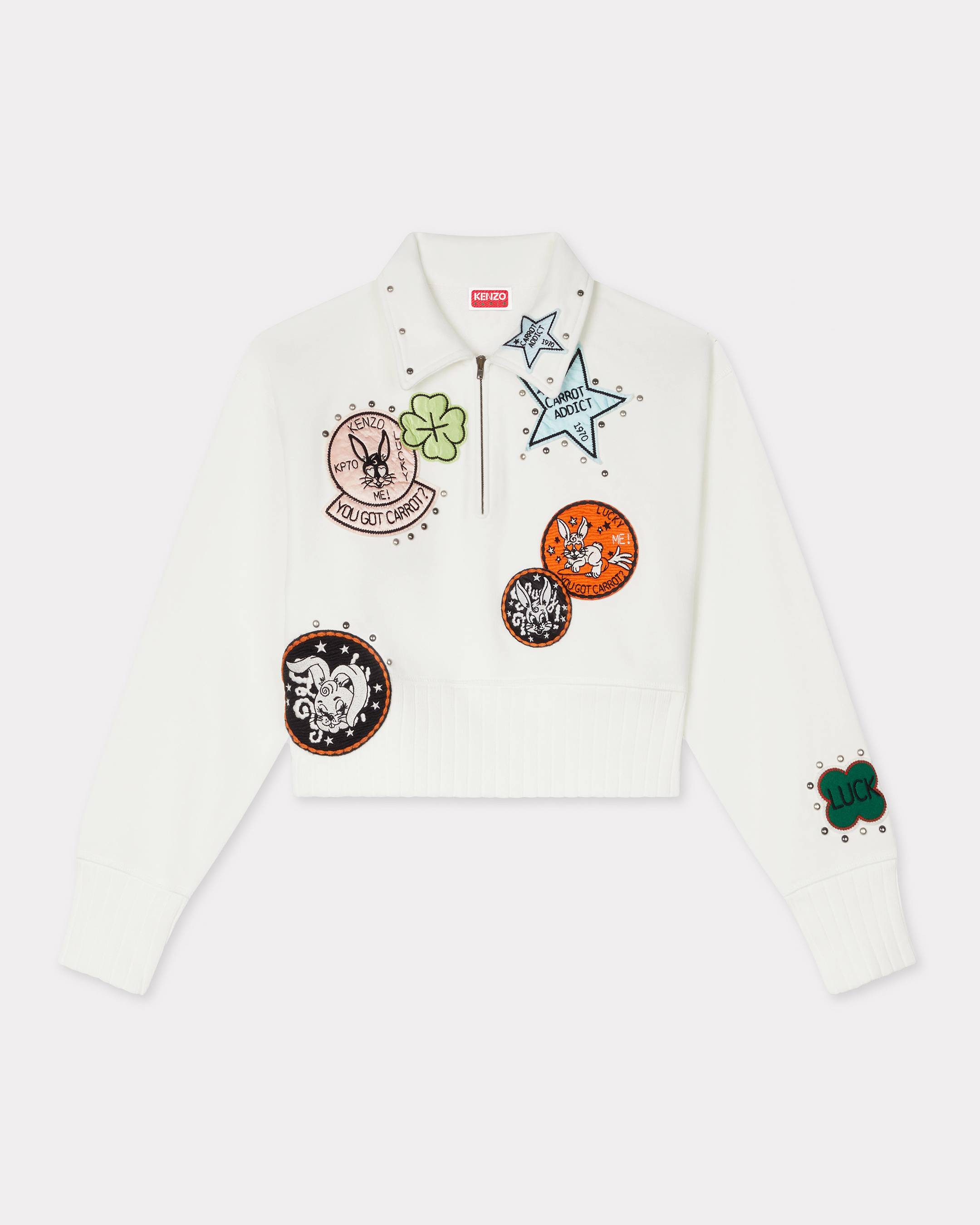 'KENZO Cartoon' embroidered cropped polo sweatshirt in cotton