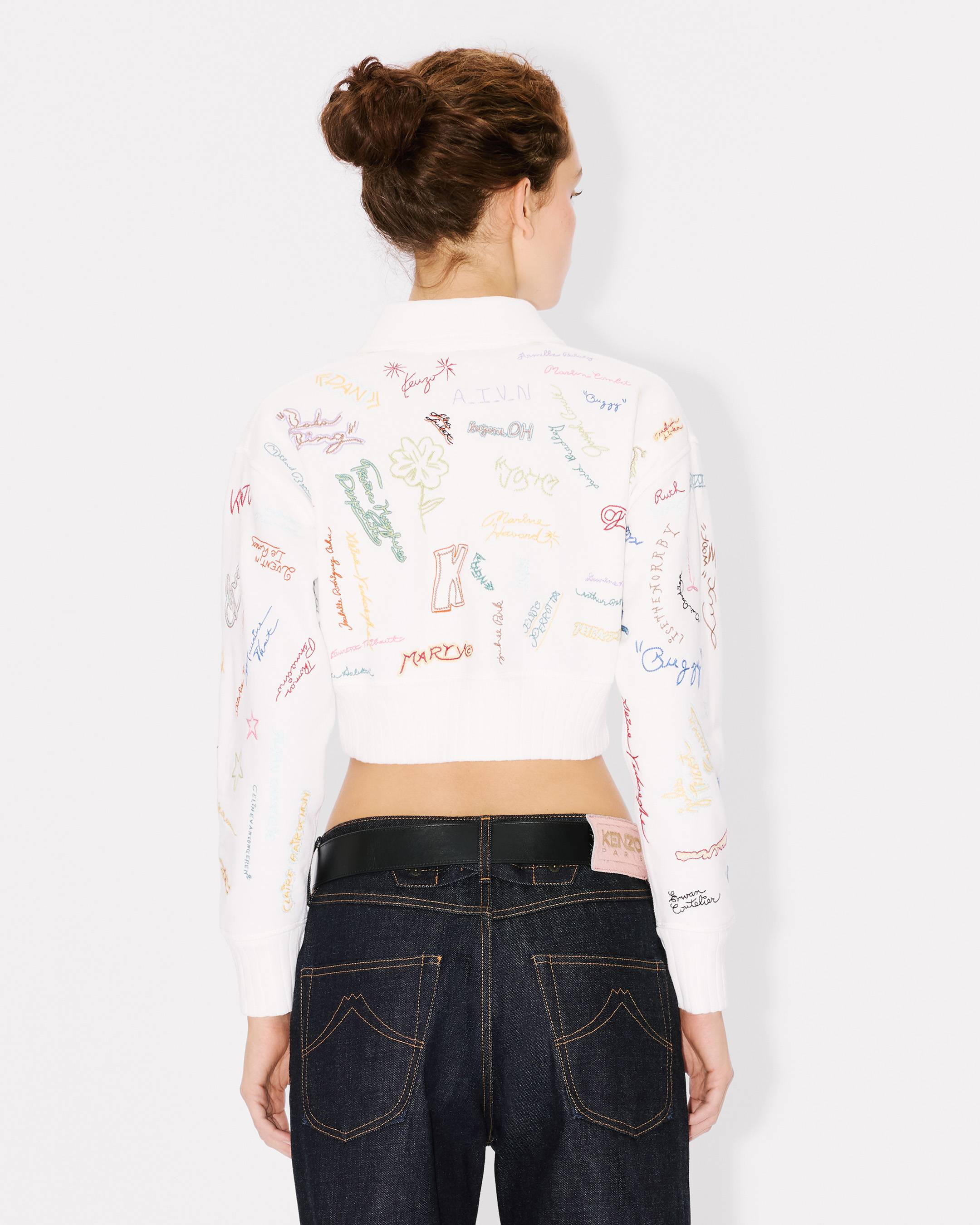 'KENZO Graduation' embroidered cropped polo sweatshirt in cotton