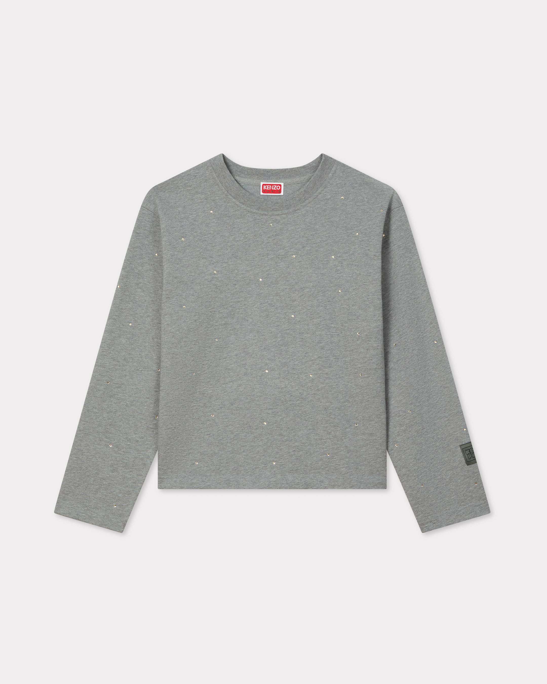 KENZO 'Kenzo Elephant Logo' Strass Embroidered Long Sleeve T-shirt Pearl Grey Womens - Size L