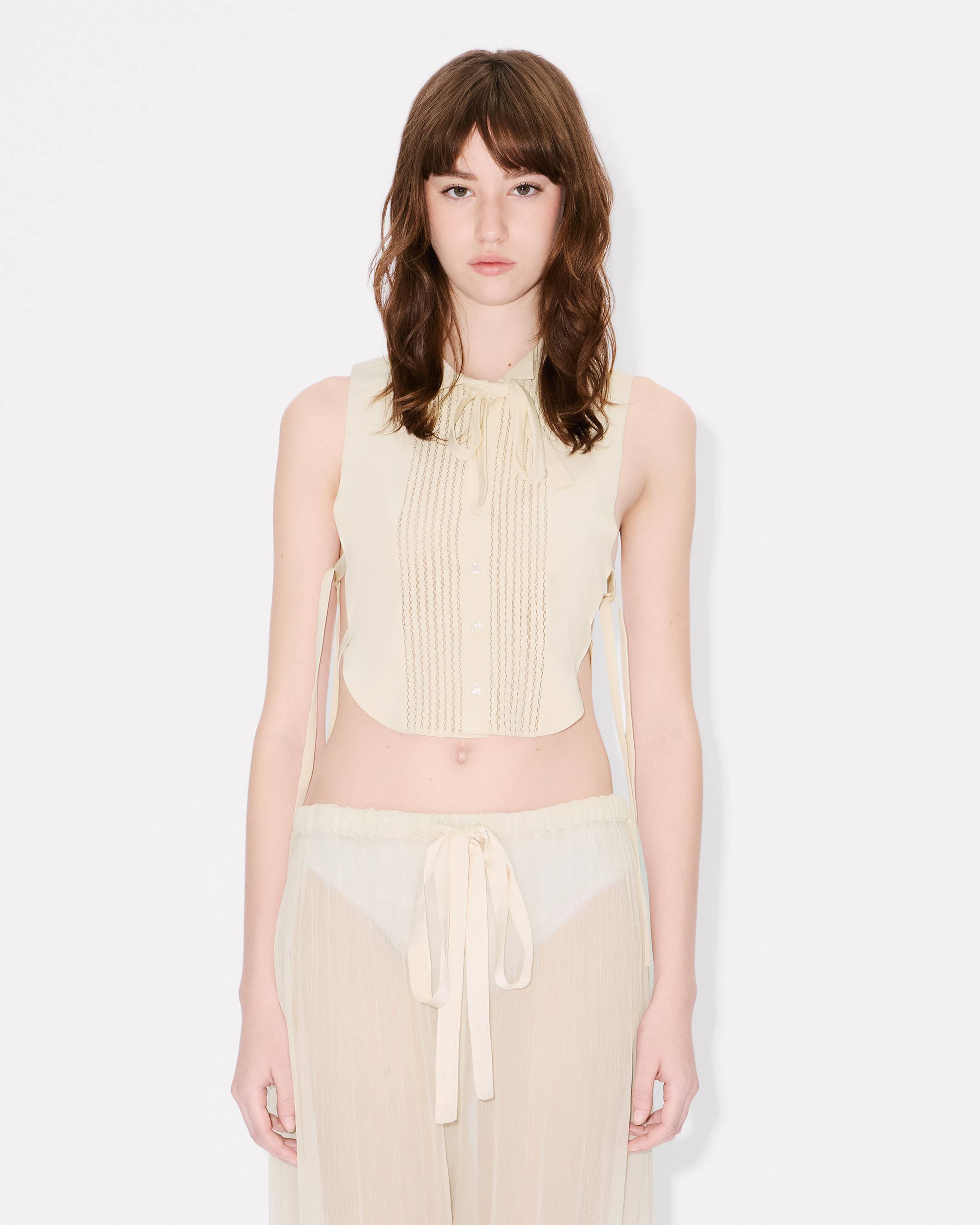 Plastron top silk