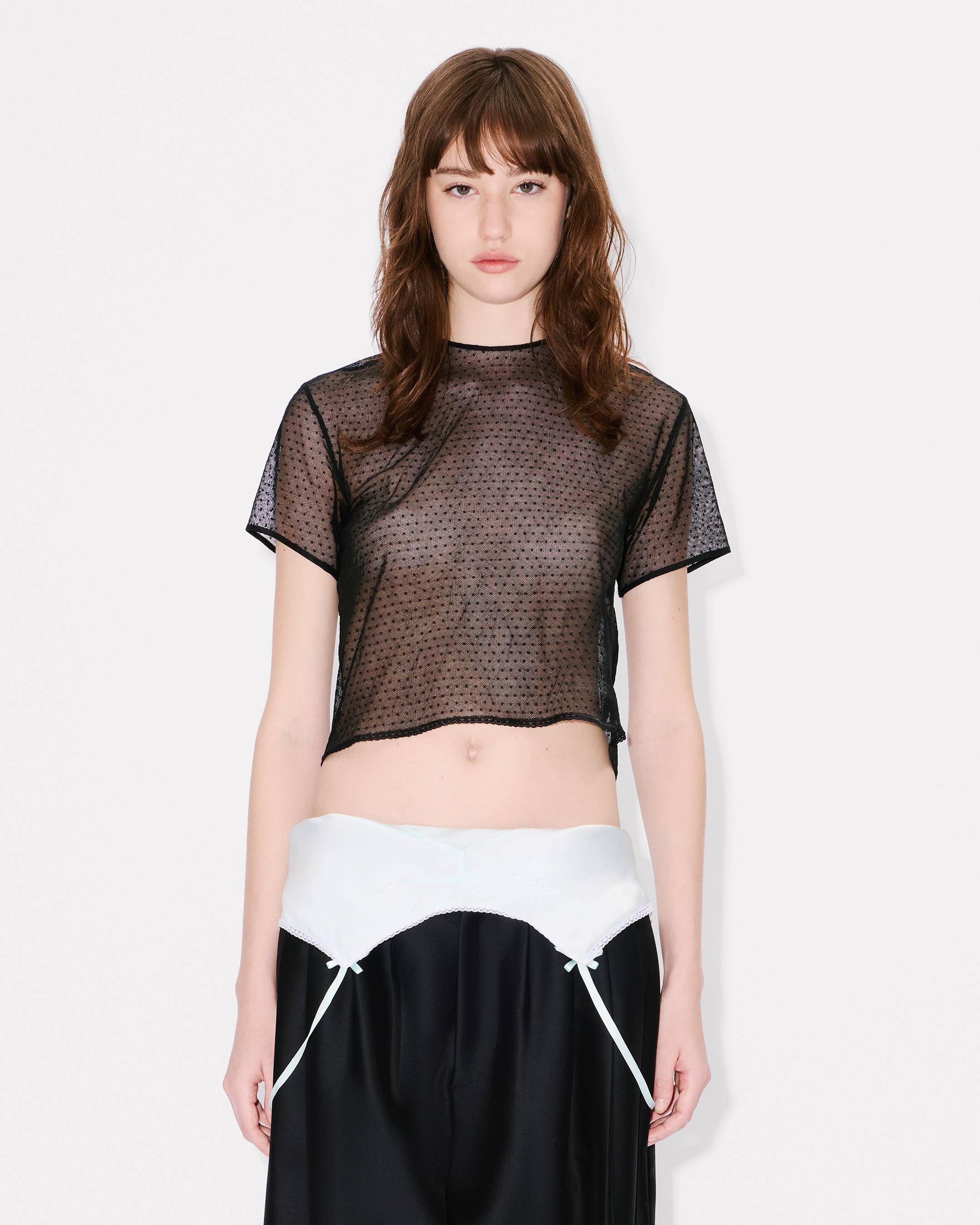 Cropped top in plumetis