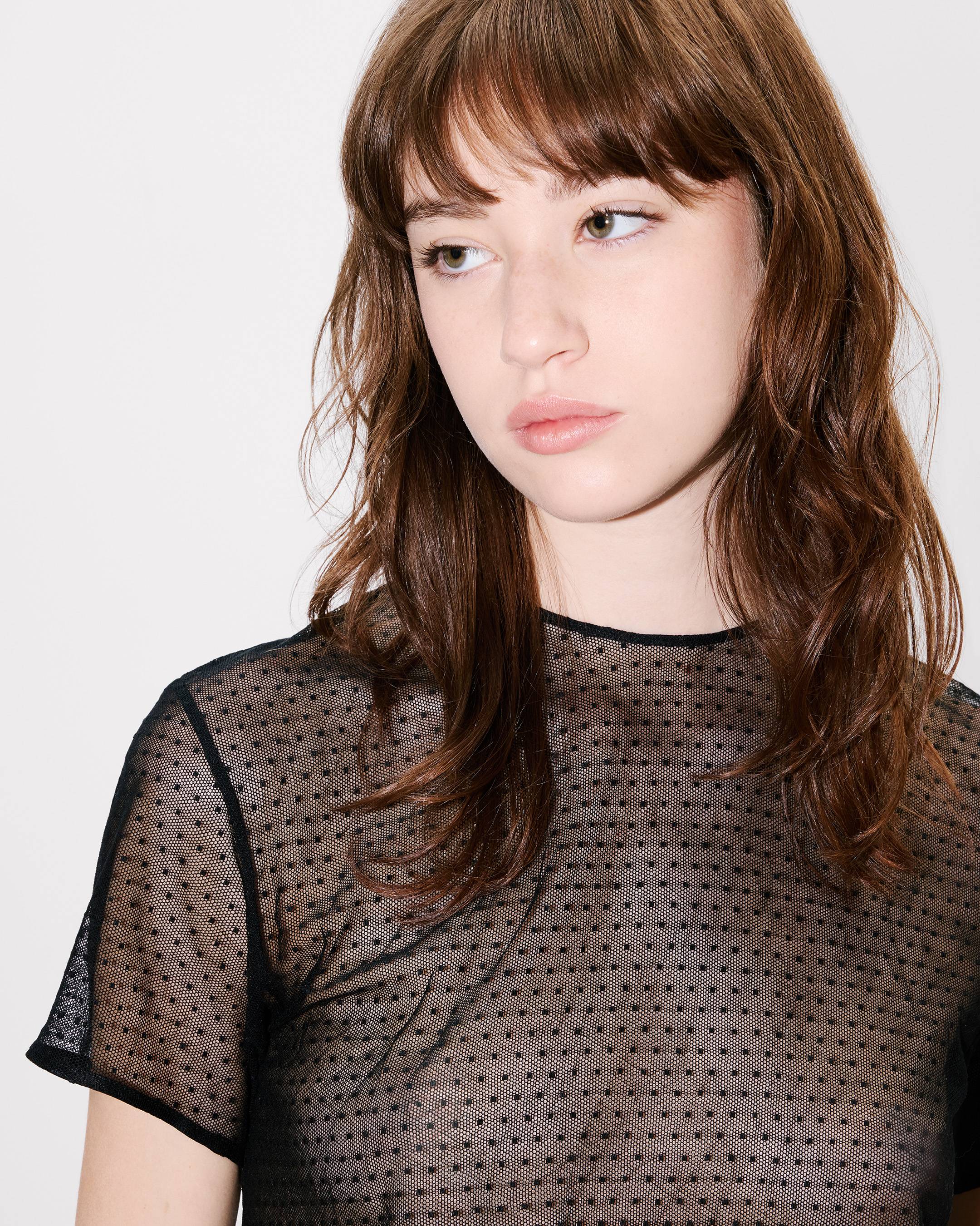 Cropped top in plumetis