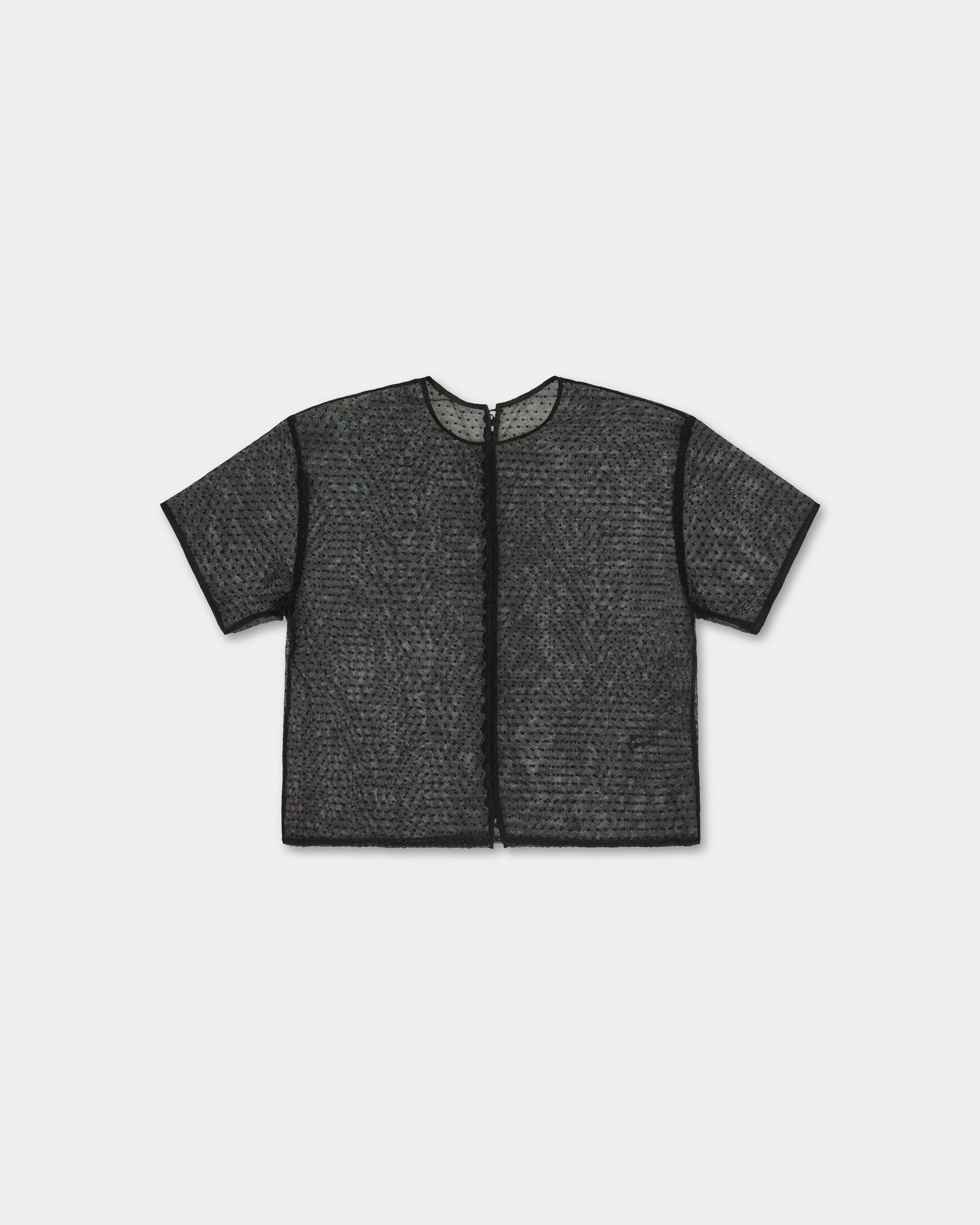 KENZO Cropped Top In Plumetis, Woman, Black, Size 38, Cotton