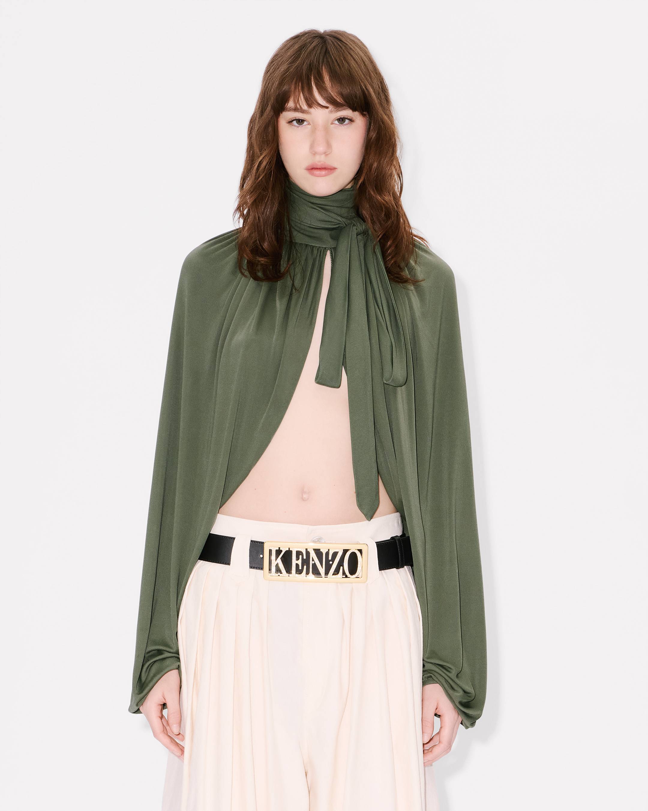 Draped top with balloon sleeves