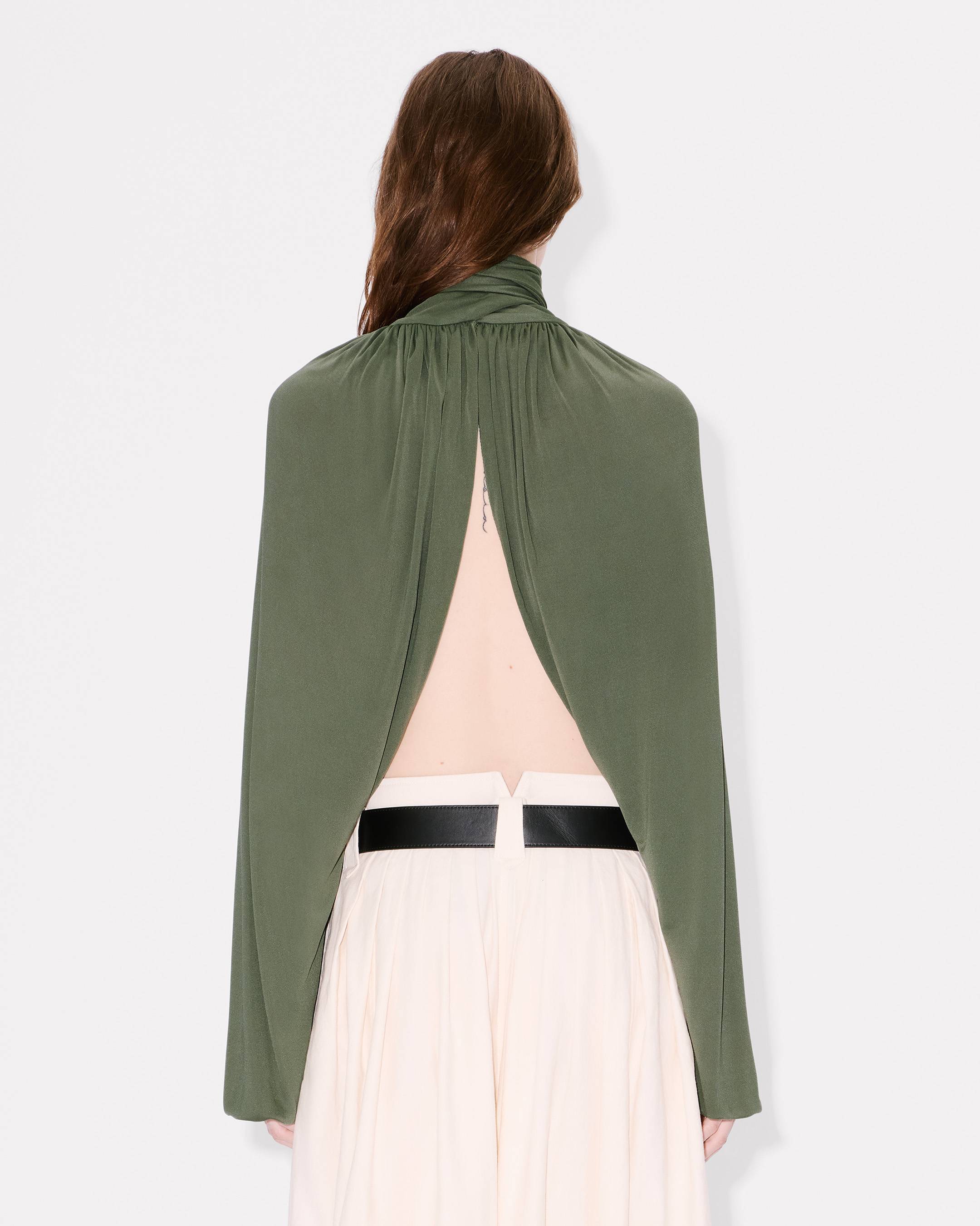 Draped top with balloon sleeves