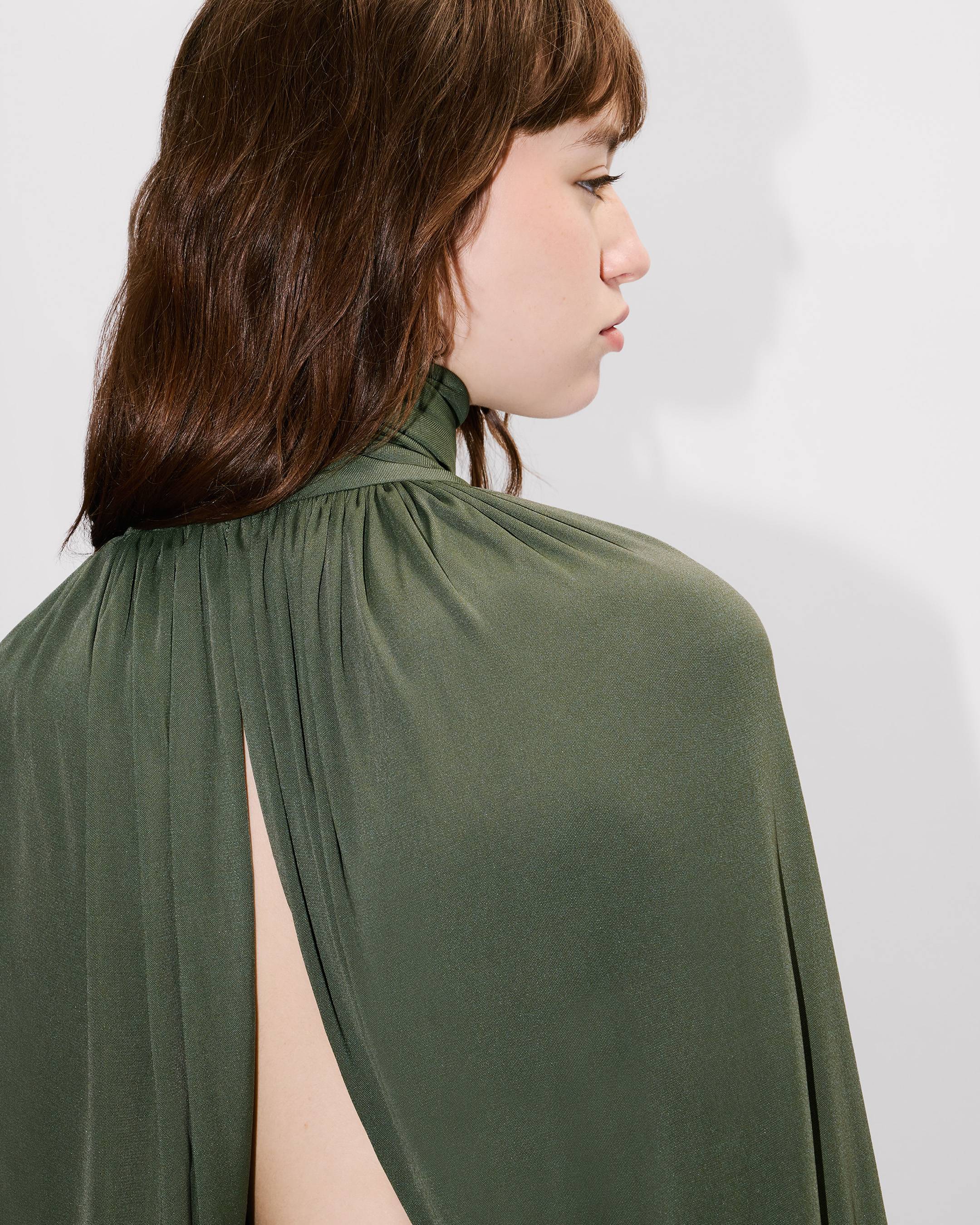 Draped top with balloon sleeves