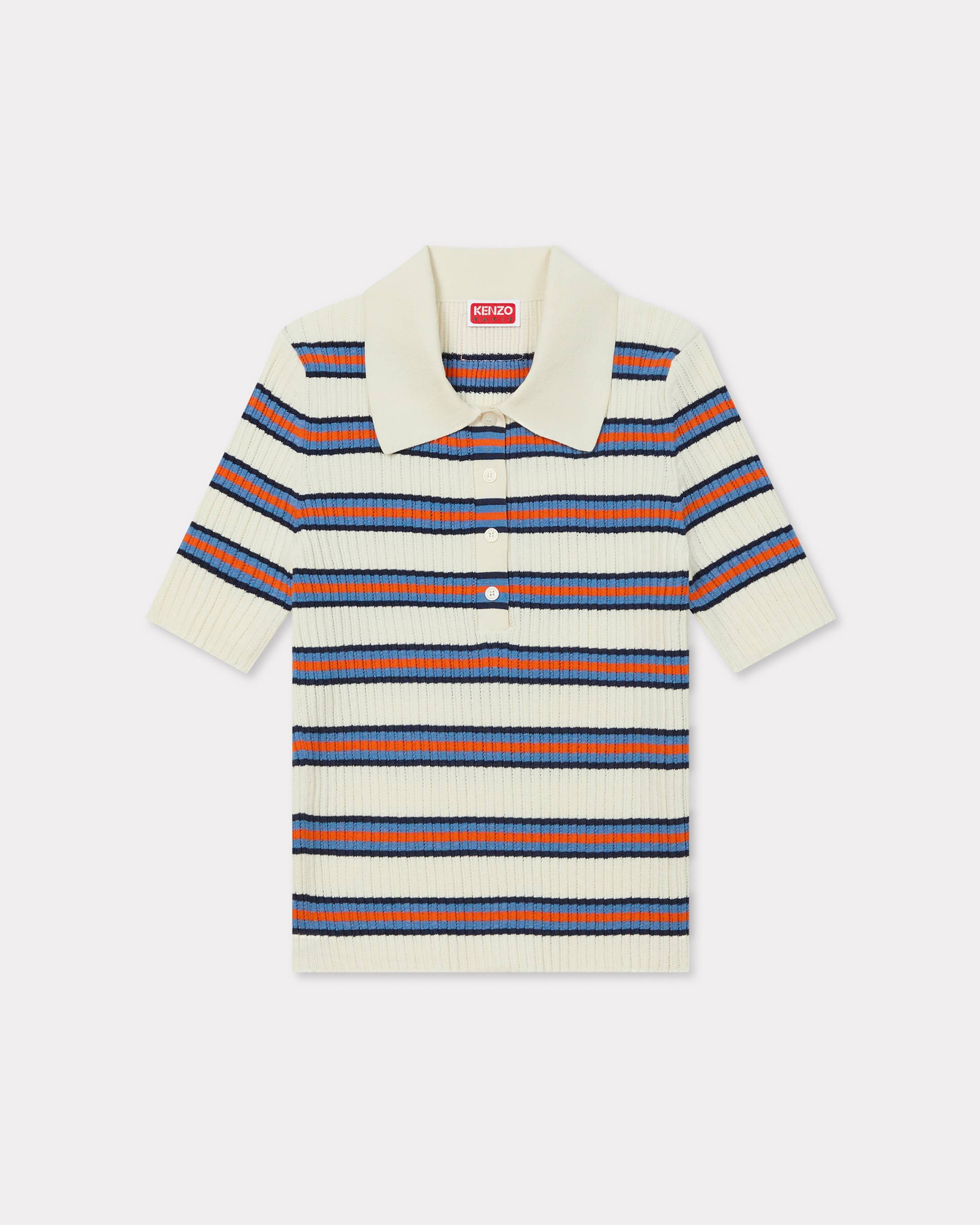 KENZO 'Kenzo Coast Lines' Knitted Polo In Cotton Off White Womens - Size L
