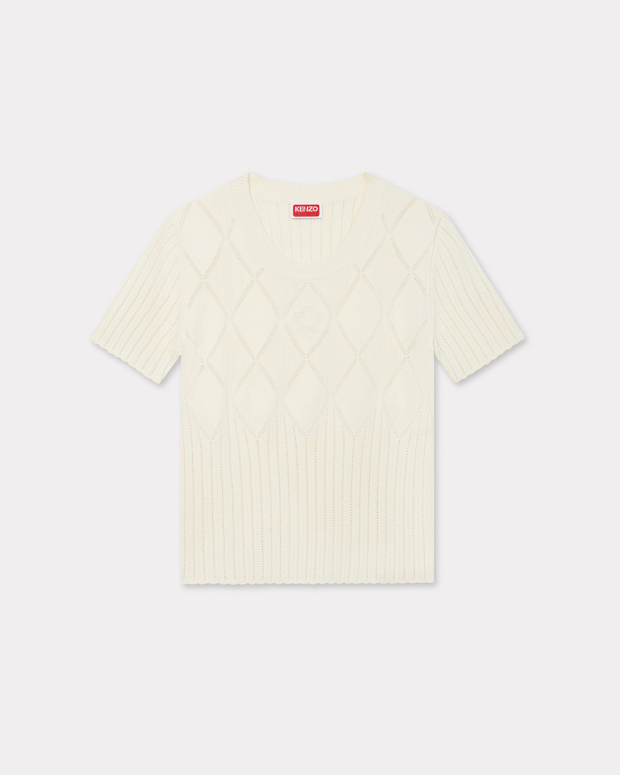 KENZO Short Sleeve Knit Top Off White - Womens Size L