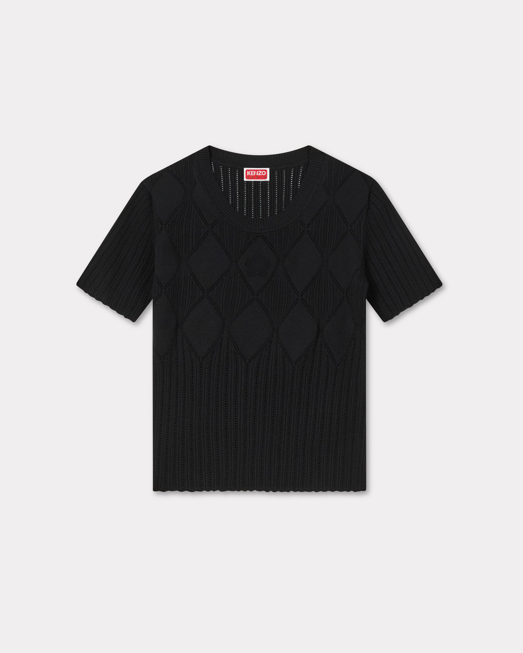 KENZO Short Sleeve Knit Top, Woman, Black, Size M, Viscose/polyester