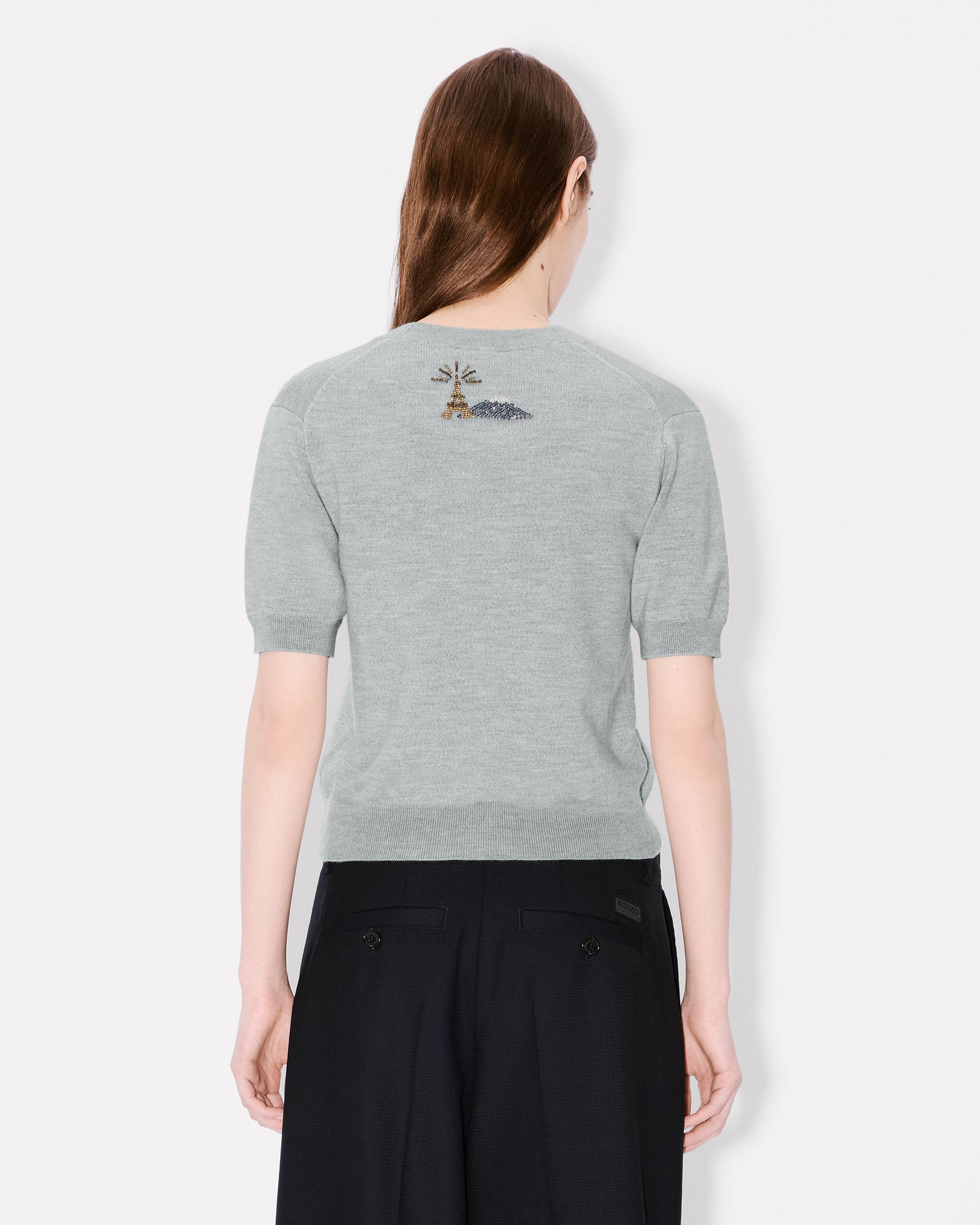 Beaded trims top in light wool