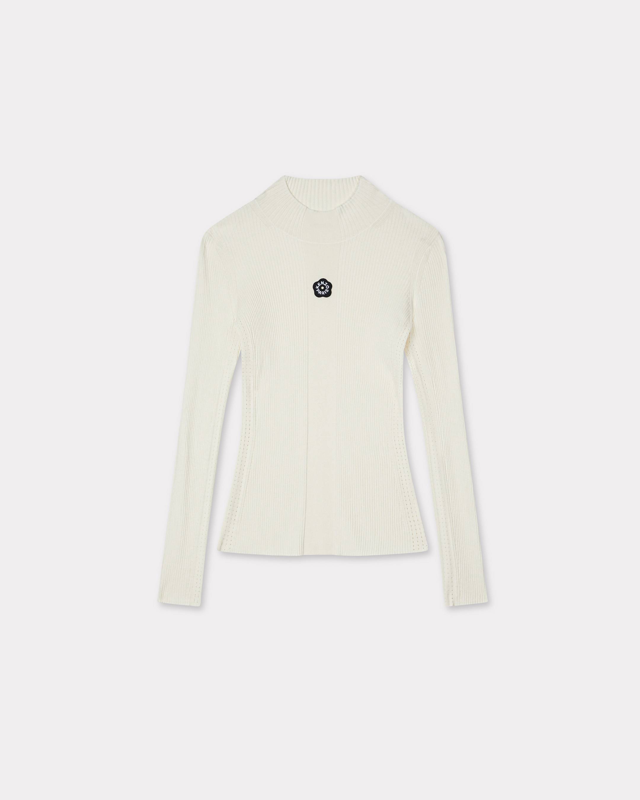 KENZO 'Boke Flower 2.0' Embroidered Long Sleeve Rib Top White Womens - Size Xs