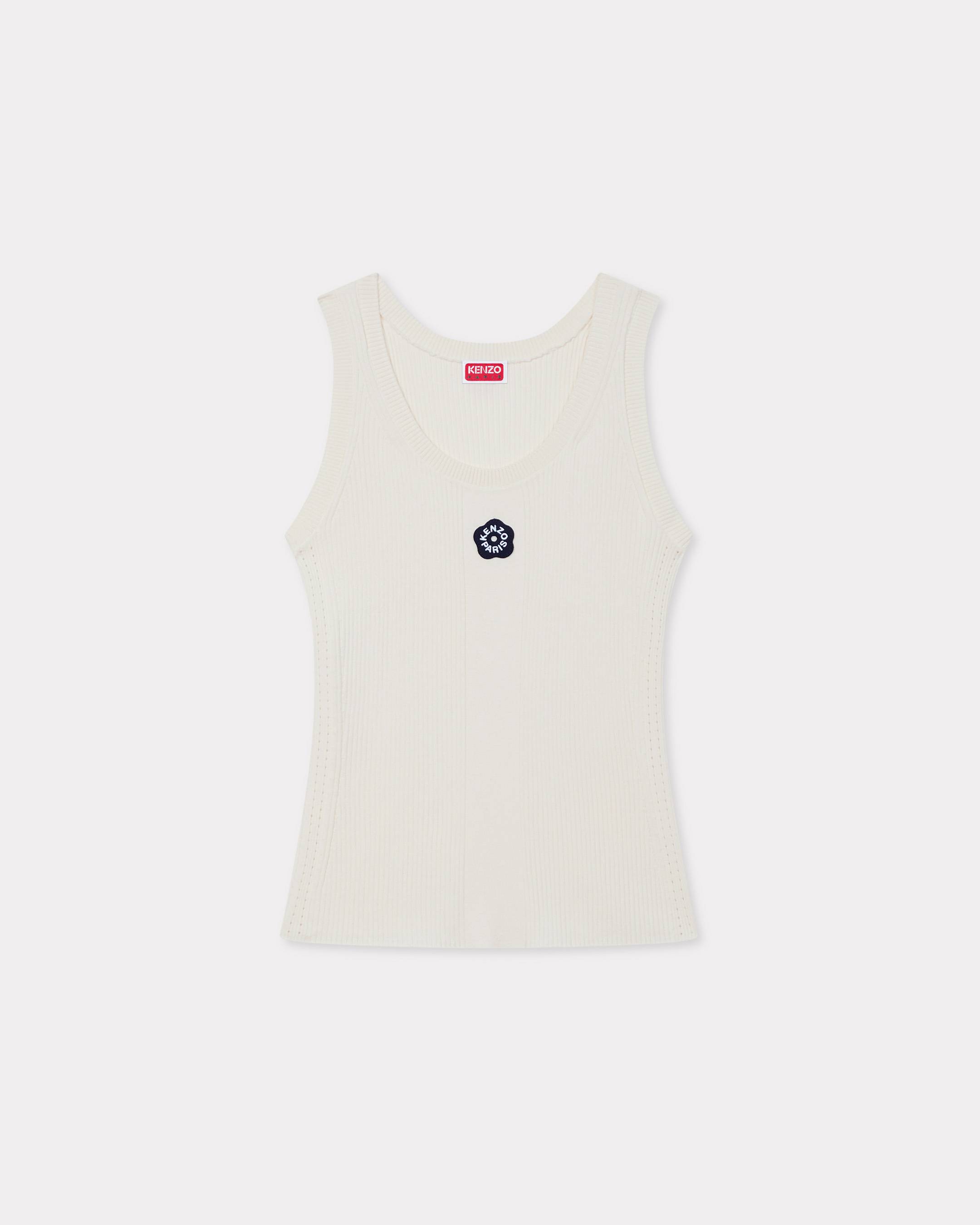 KENZO 'Boke Flower 2.0' Embroidered Rib Tank Top, Woman, White, Size Xl, Viscose/polyester