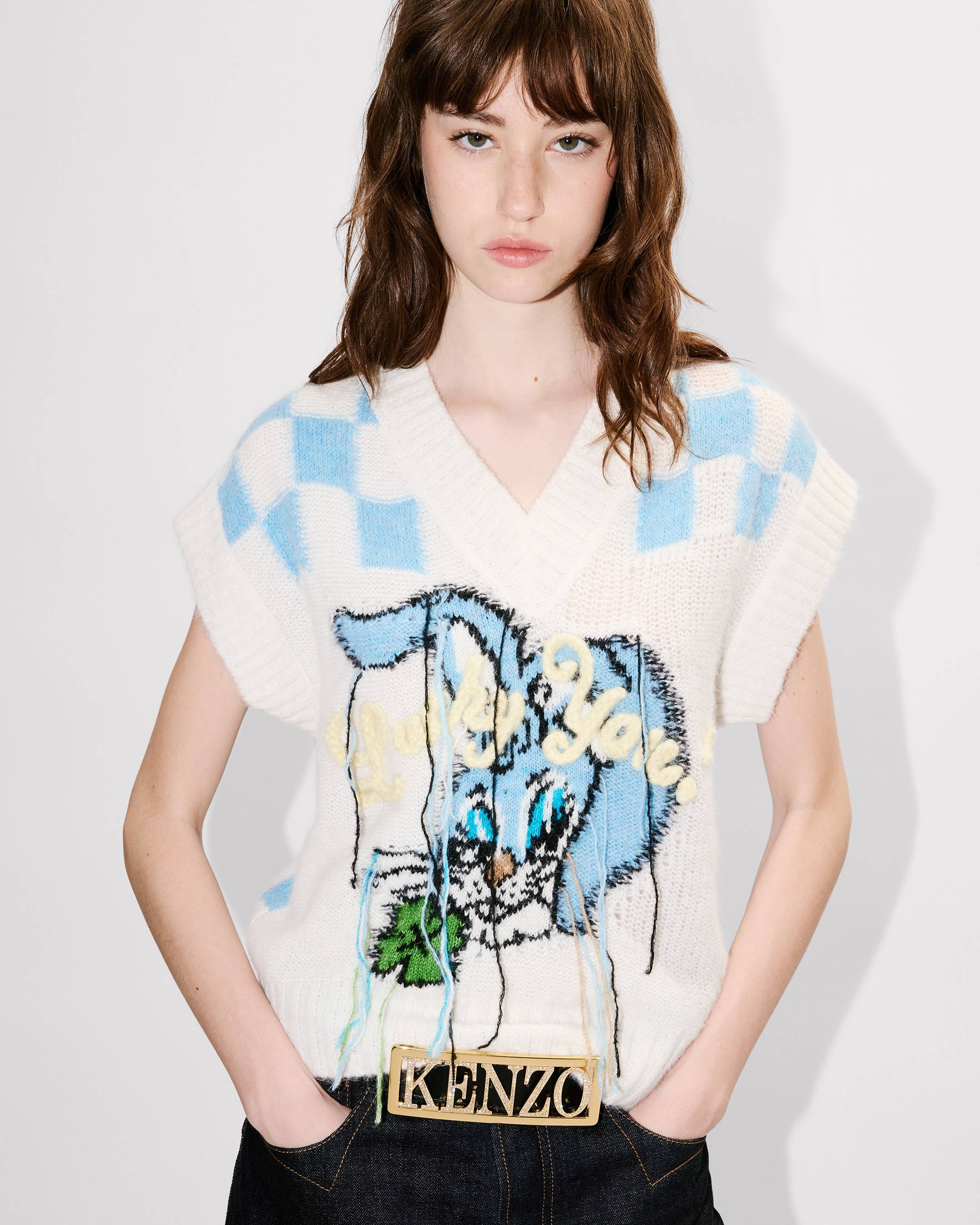 'KENZO Cartoon' vest in hairy alpaca