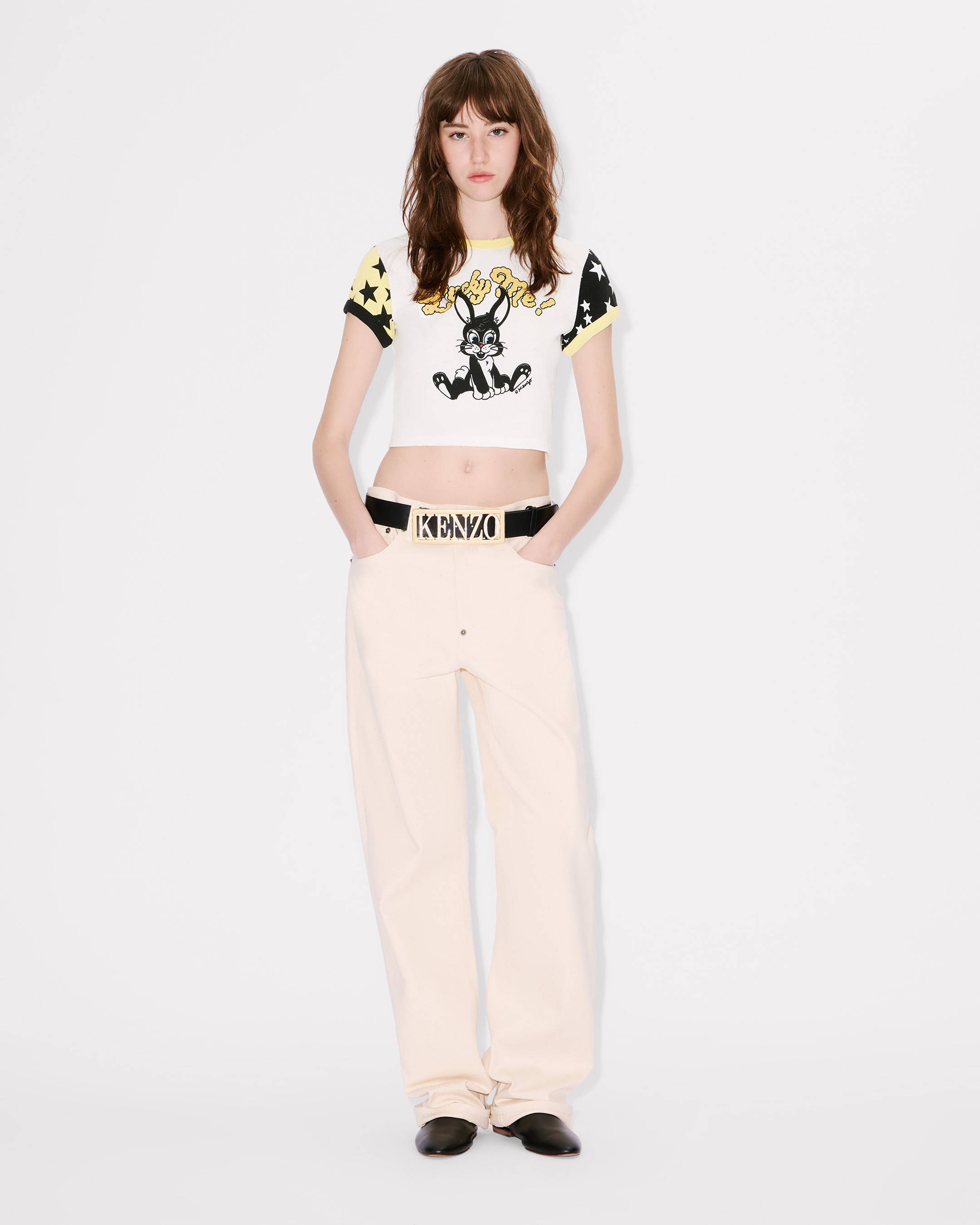 'KENZO Cartoon' cropped ringer T-shirt in cotton