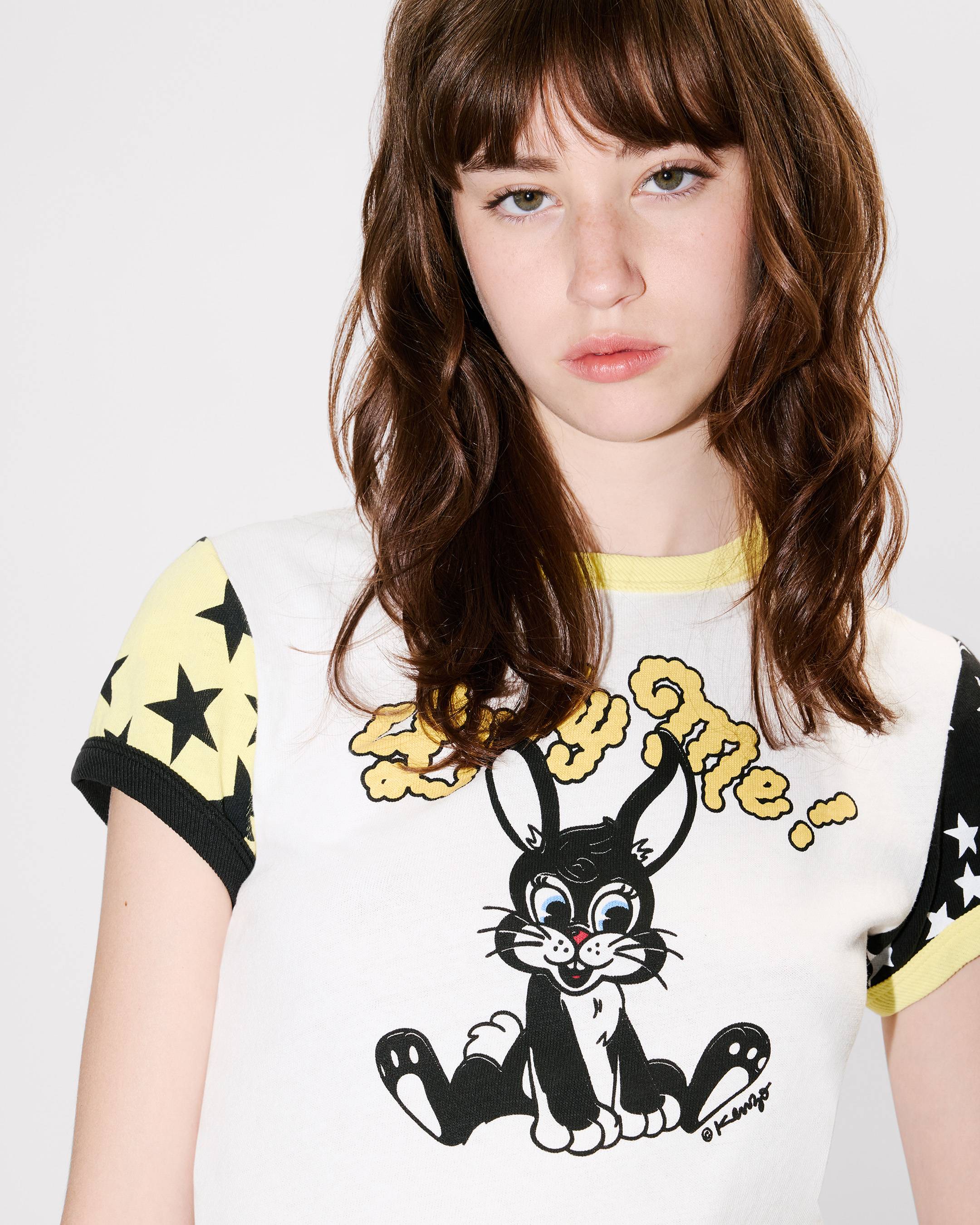 'KENZO Cartoon' cropped ringer T-shirt in cotton