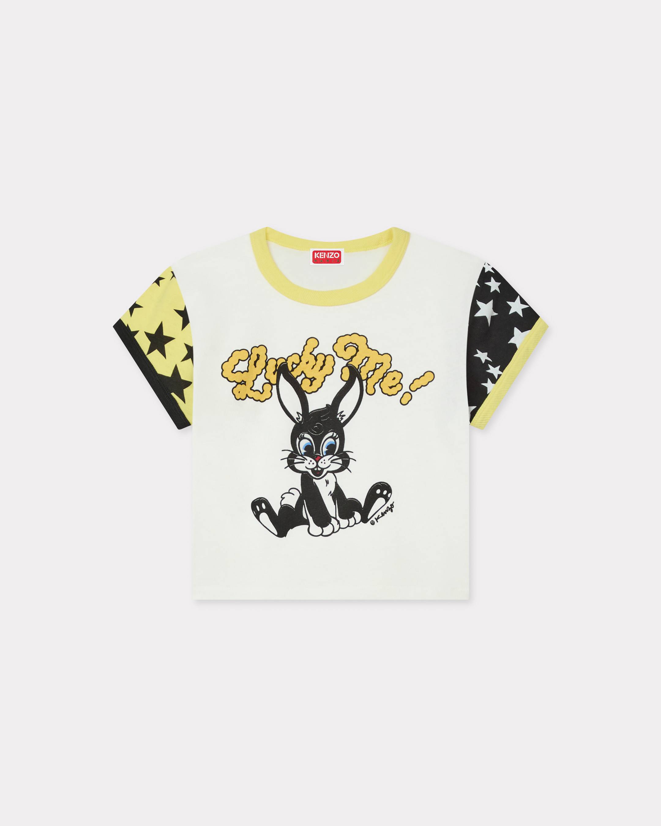 KENZO 'Kenzo Cartoon' Cropped Ringer T-shirt In Cotton, Off White, Womens , M