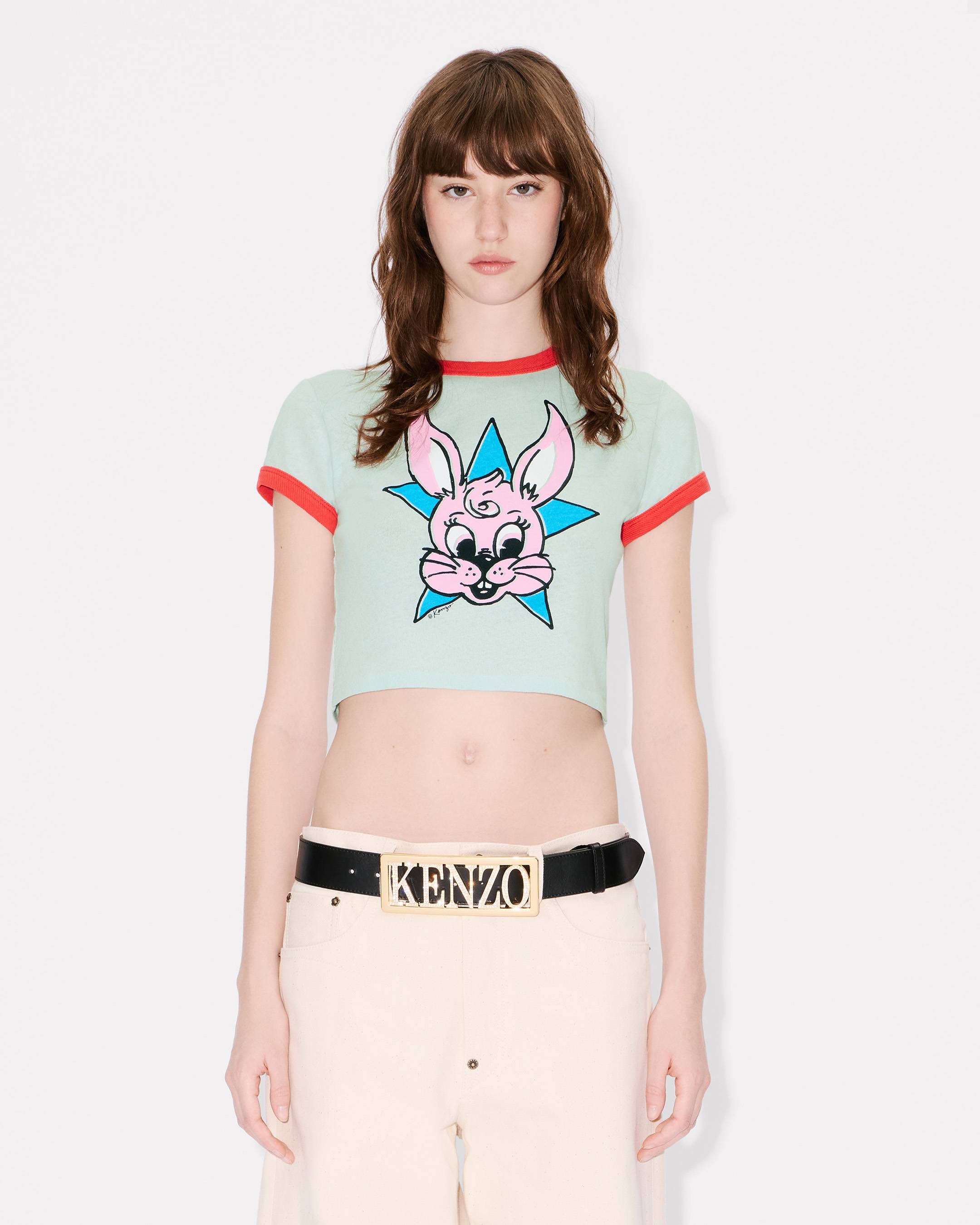 'KENZO Cartoon' cropped ringer T-shirt in cotton