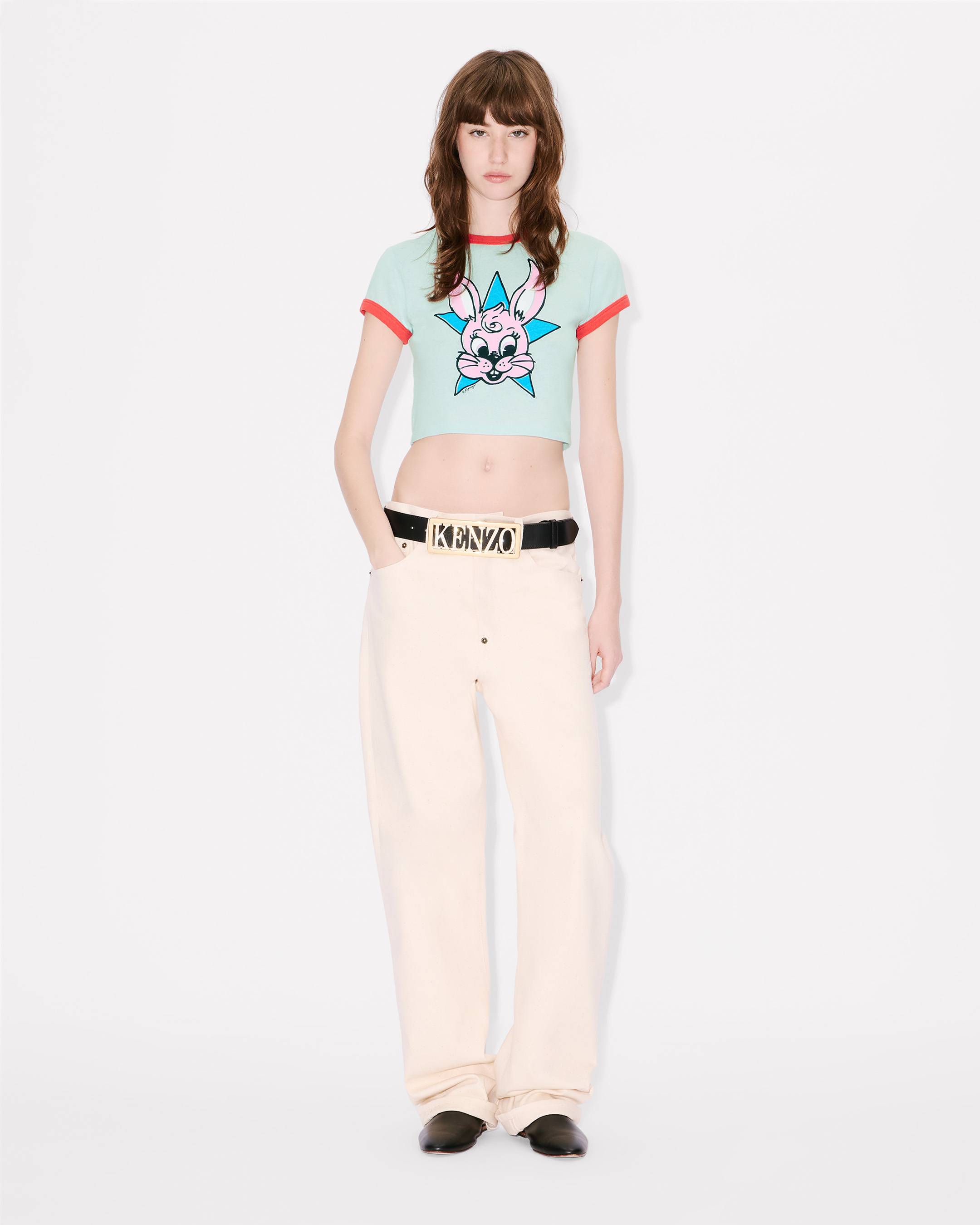 'KENZO Cartoon' cropped ringer T-shirt in cotton