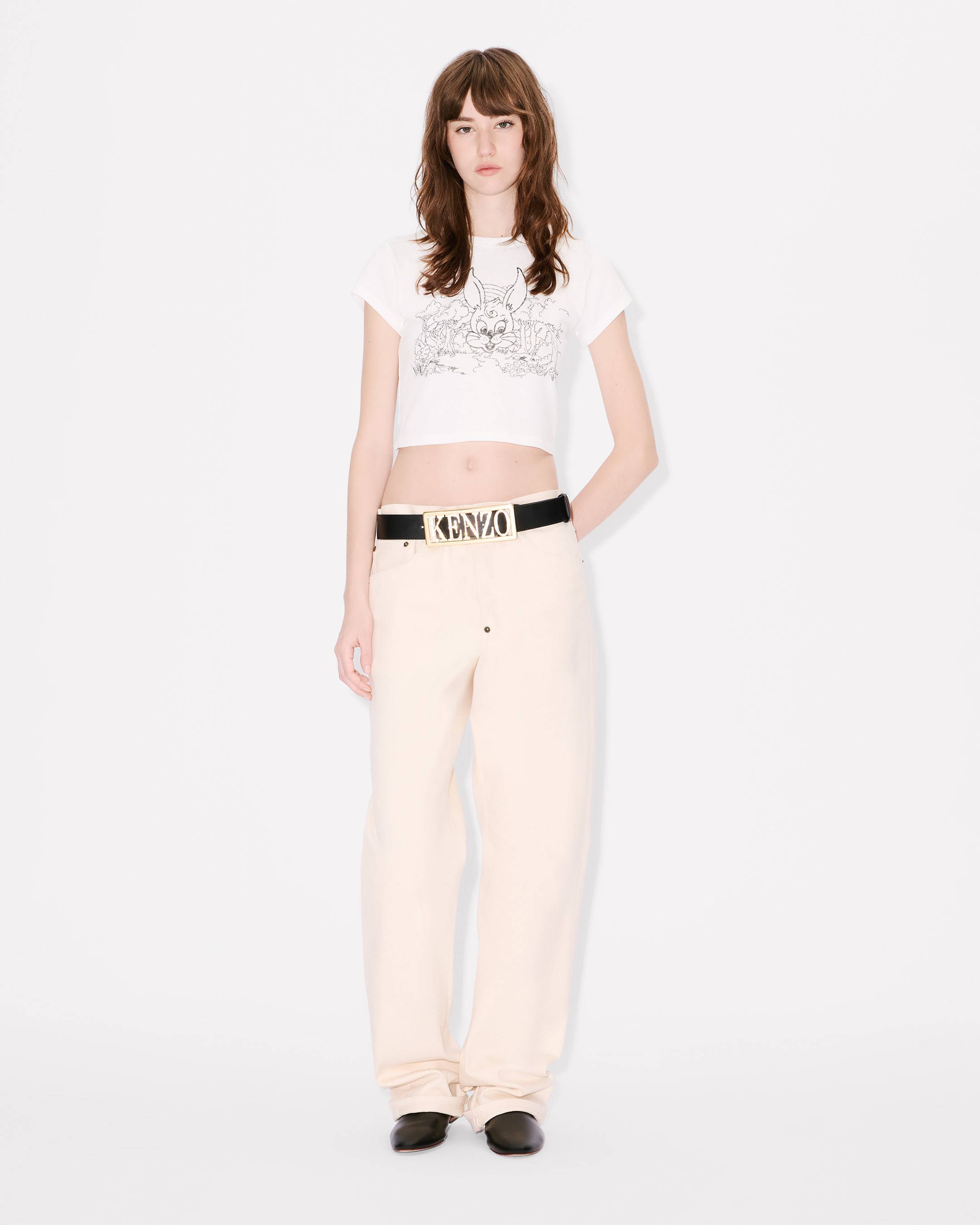 KENZO Cartoon' カラーリング クロップド コットン Tシャツ