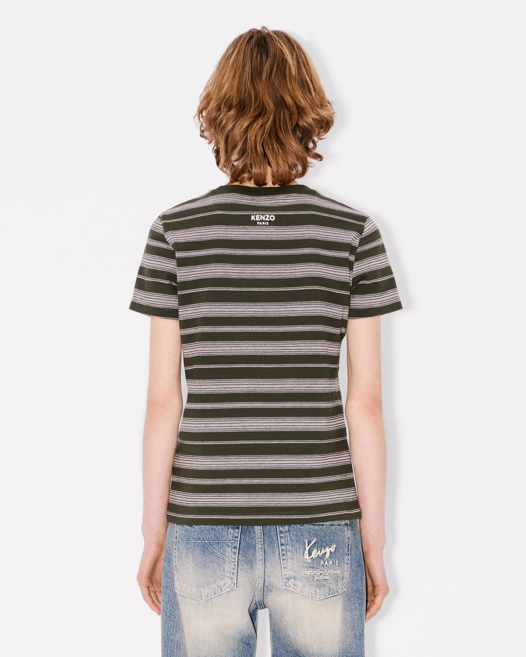 'Boke Flower' コットン ストライプ Tシャツ