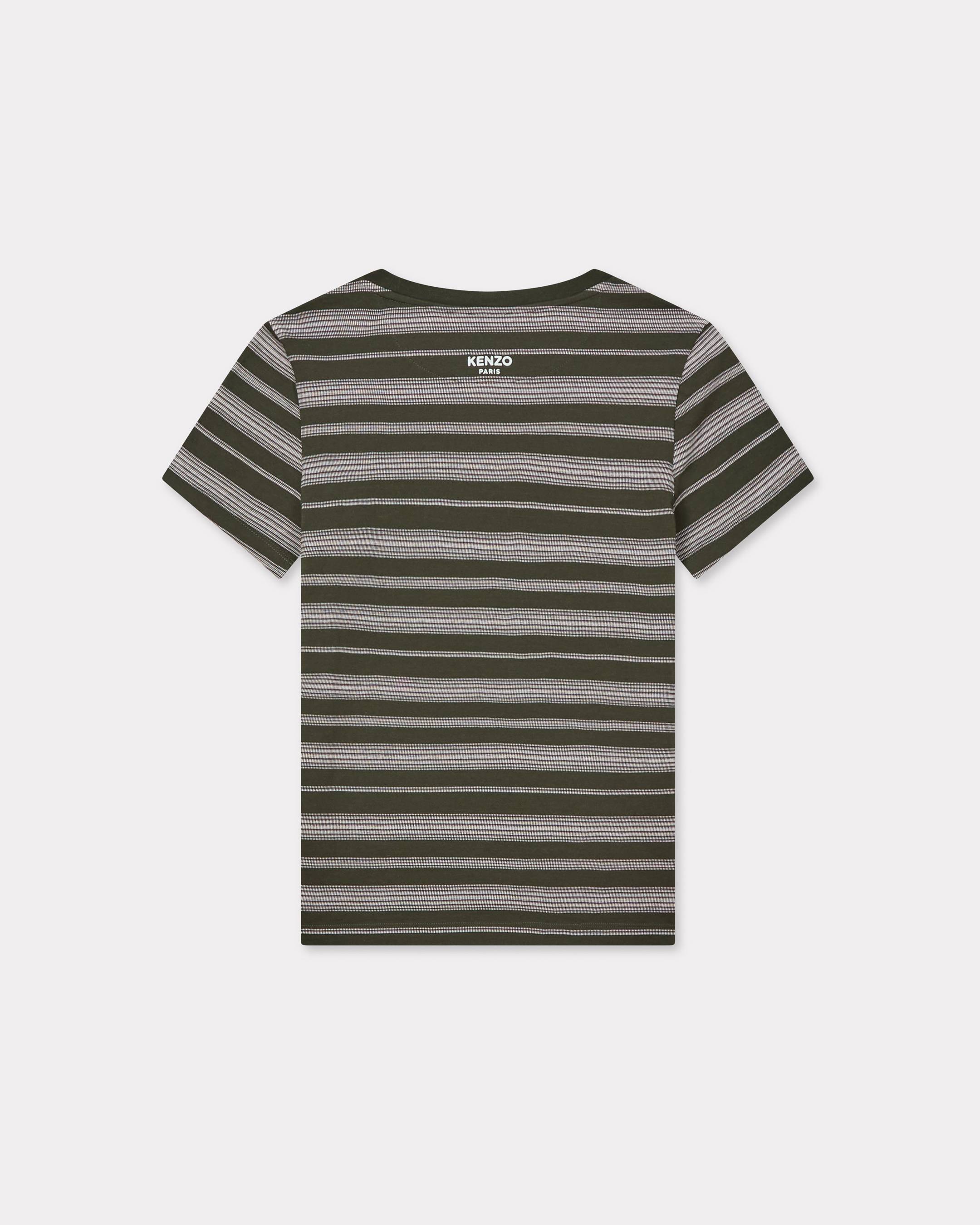 'Boke Flower' コットン ストライプ Tシャツ