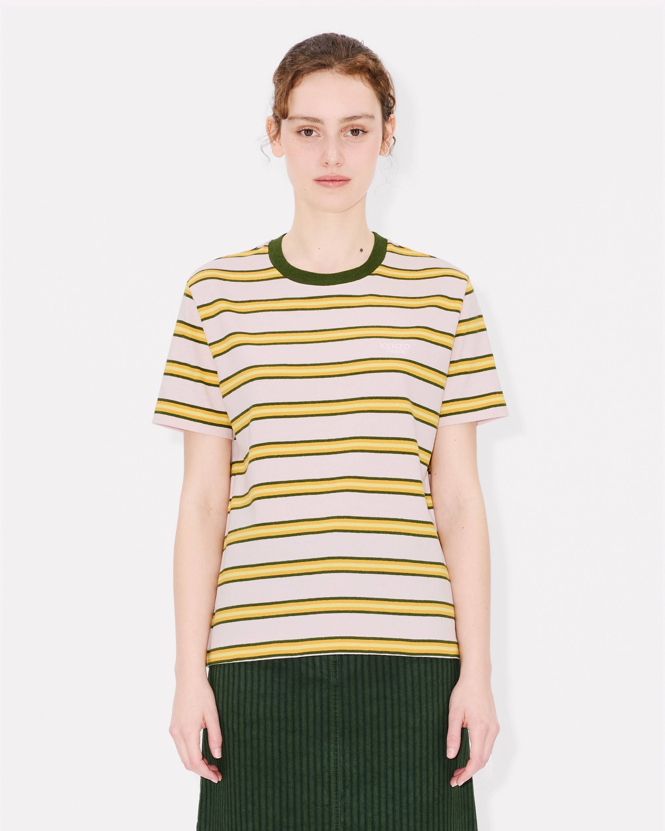 KENZO コストラインルスTシャツ FF62TS3504SM 02 KENZO Coast Lines' loose T-shirt in cotton linen | Women's