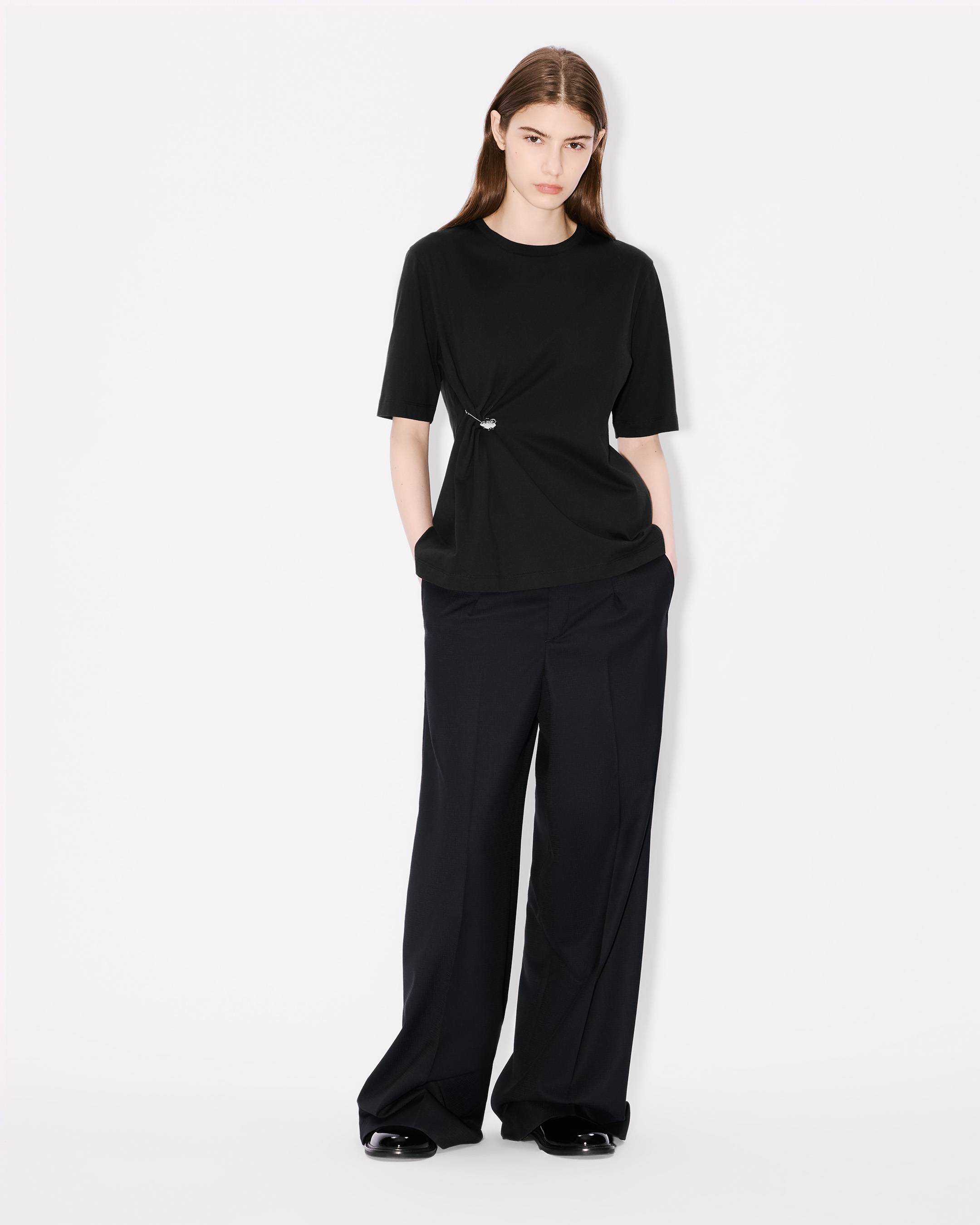'Boke Flower' pin drap detail T-shirt cotton