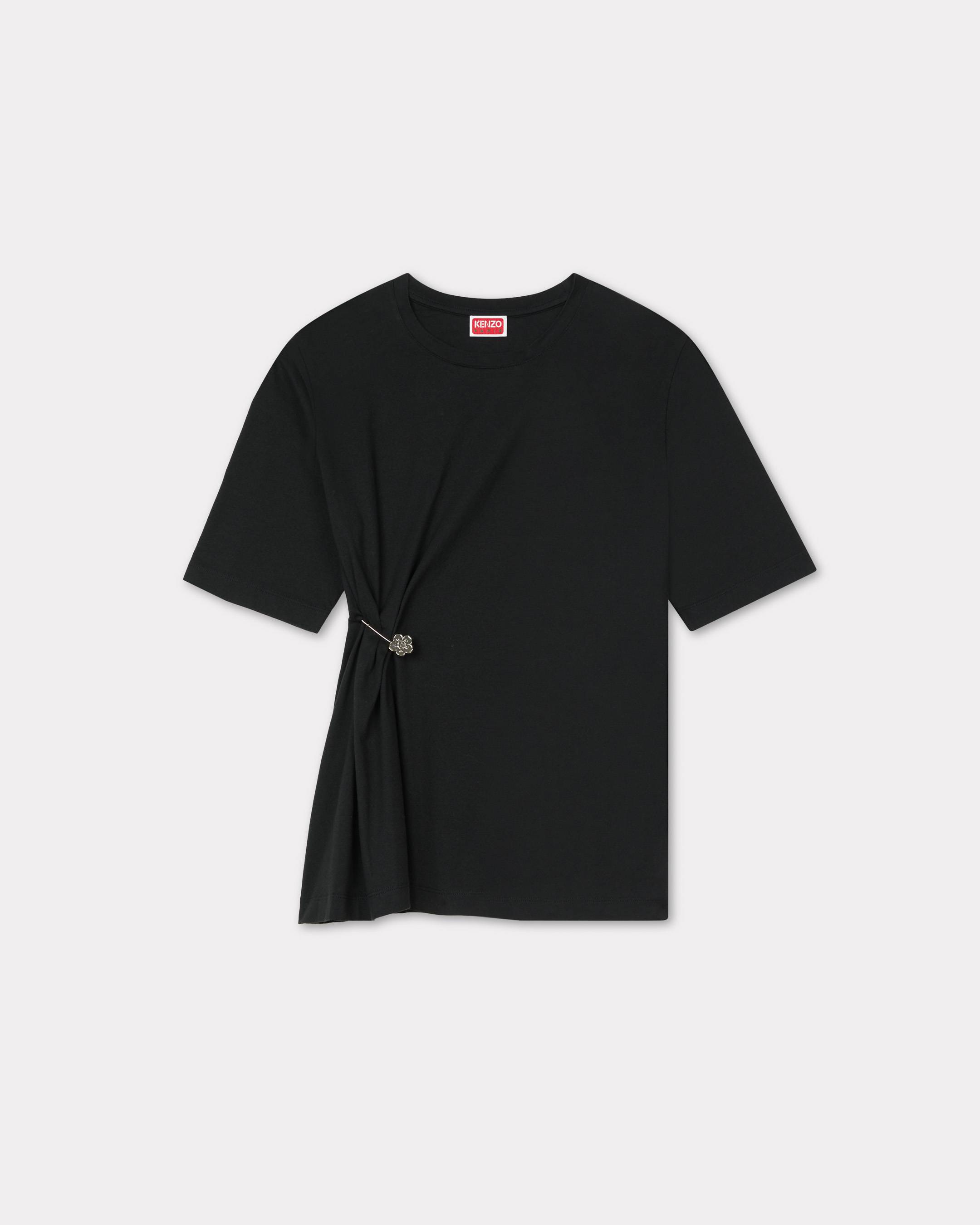 KENZO 'Boke Flower' Pin Drap Detail T-shirt In Cotton Black Womens - Size M