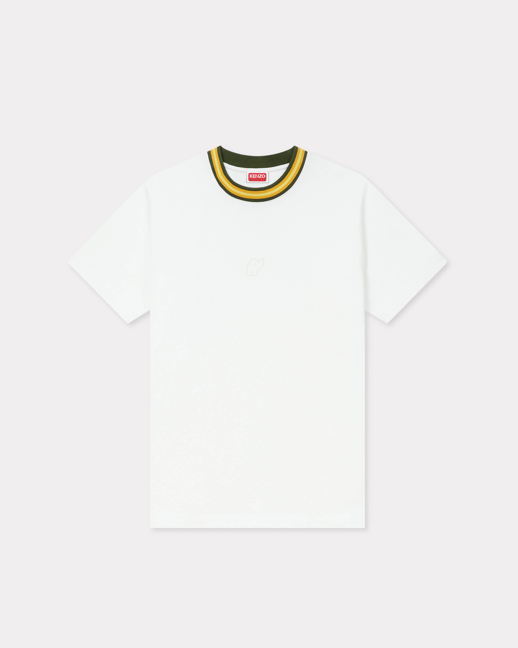 KENZO 'Kenzo Elephant Logo' Embroidered Loose T-shirt In Cotton Off White - Womens Size L